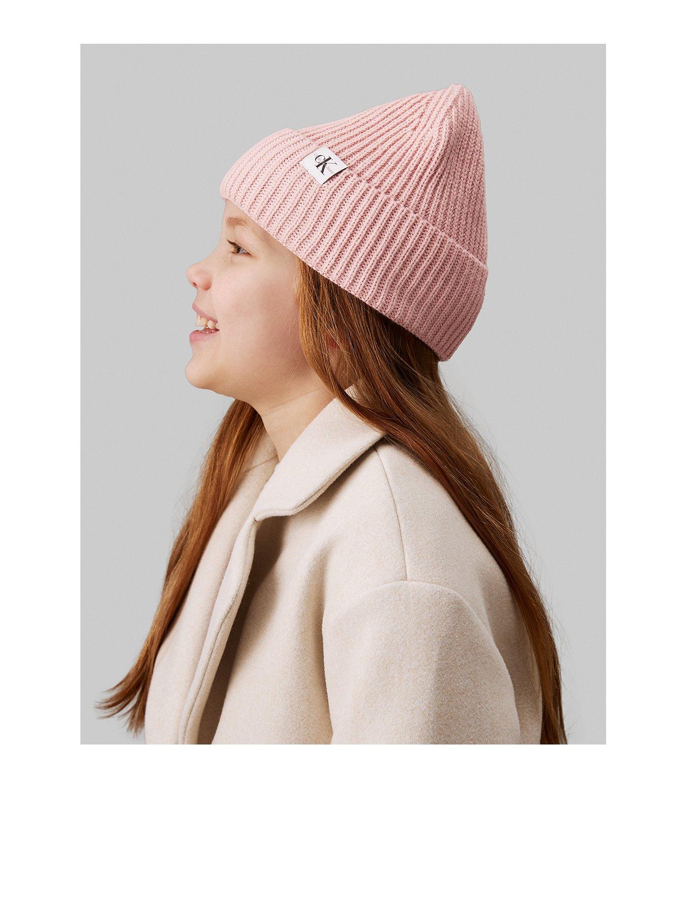 undefined Kids Monogram Rib Beanie - Light Pink