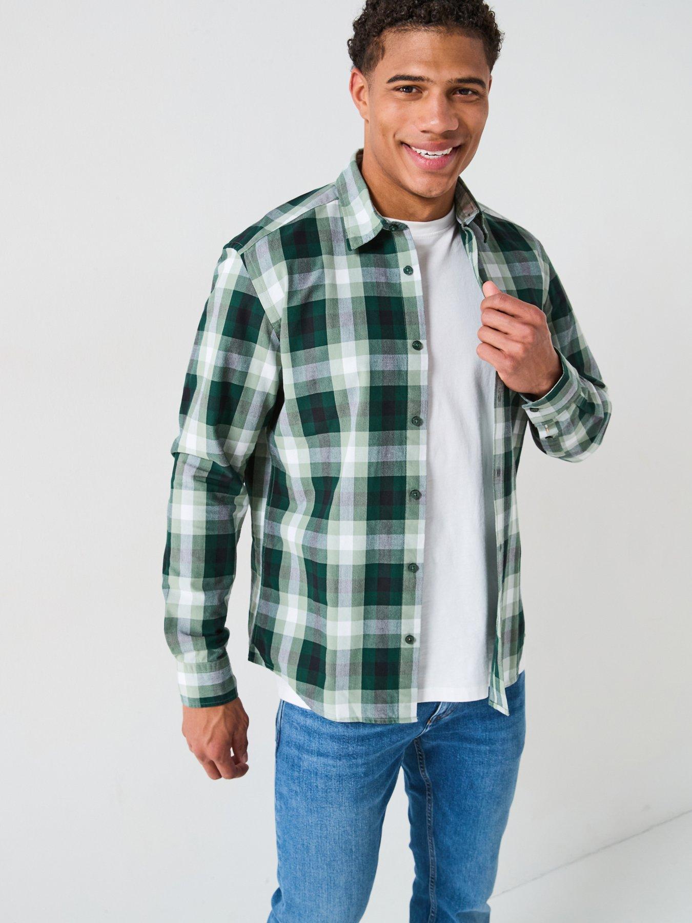  image of boss-c-liam-check-shirt-dark-green