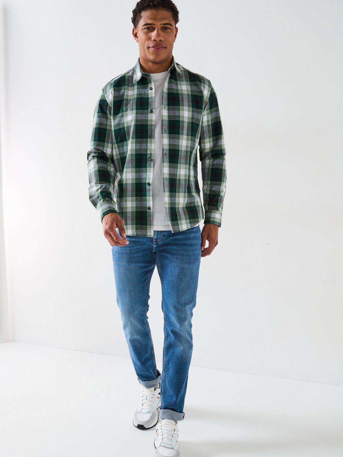  image of boss-c-liam-check-shirt-dark-green