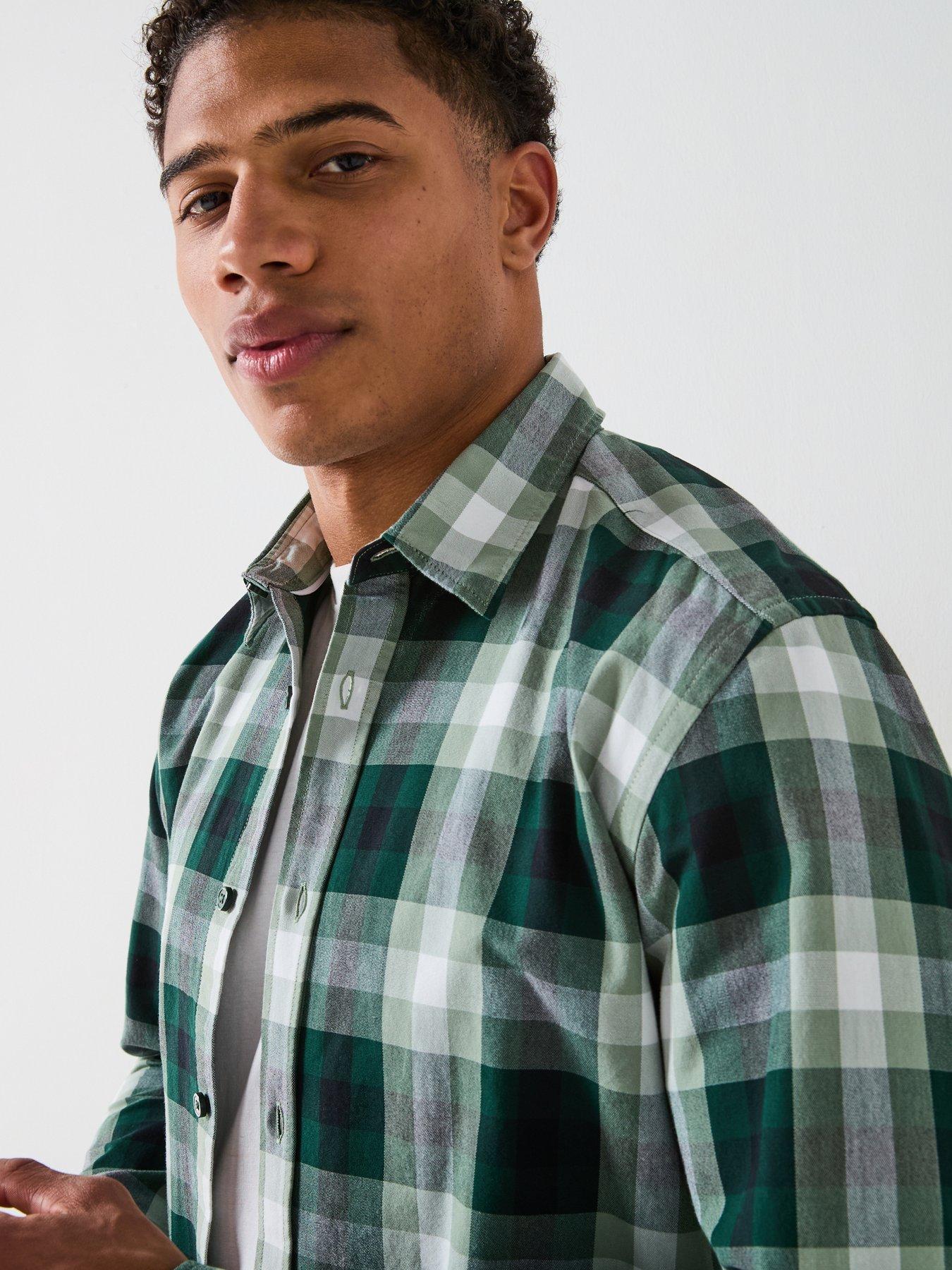  image of boss-c-liam-check-shirt-dark-green