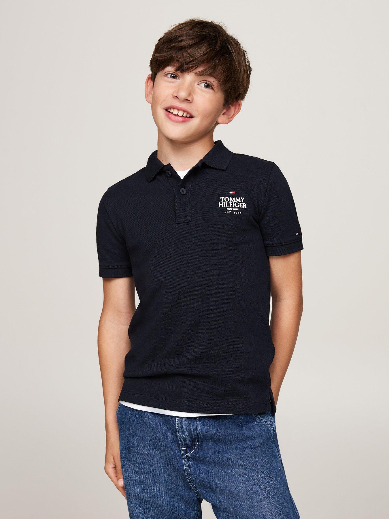 undefined Boys Tommy Hilfiger Logo Short Sleeve Polo Shirt - Navy