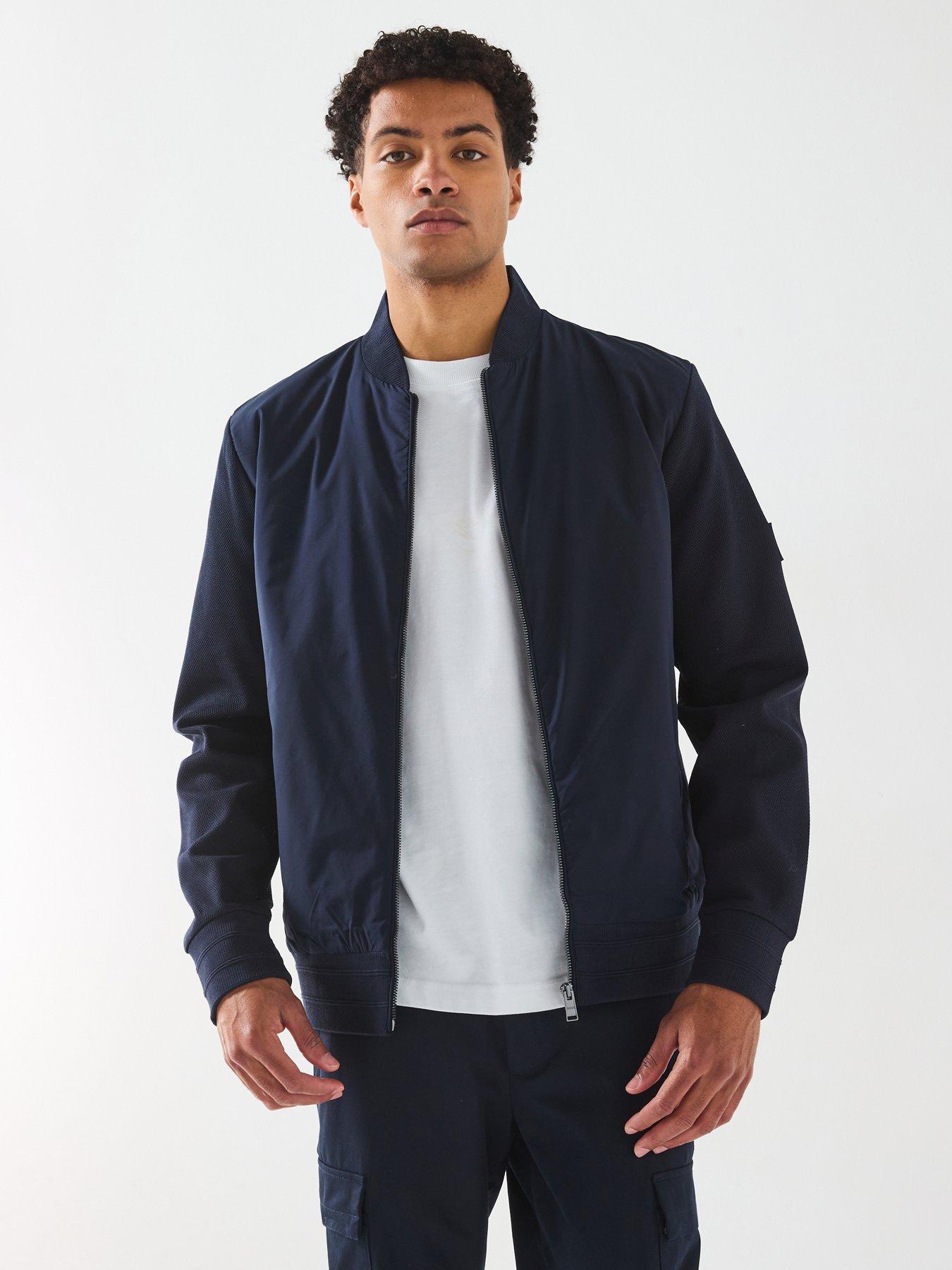 undefined Skiles 43 Sleeve Nylon Front Zip Bomber Jacket - Navy
