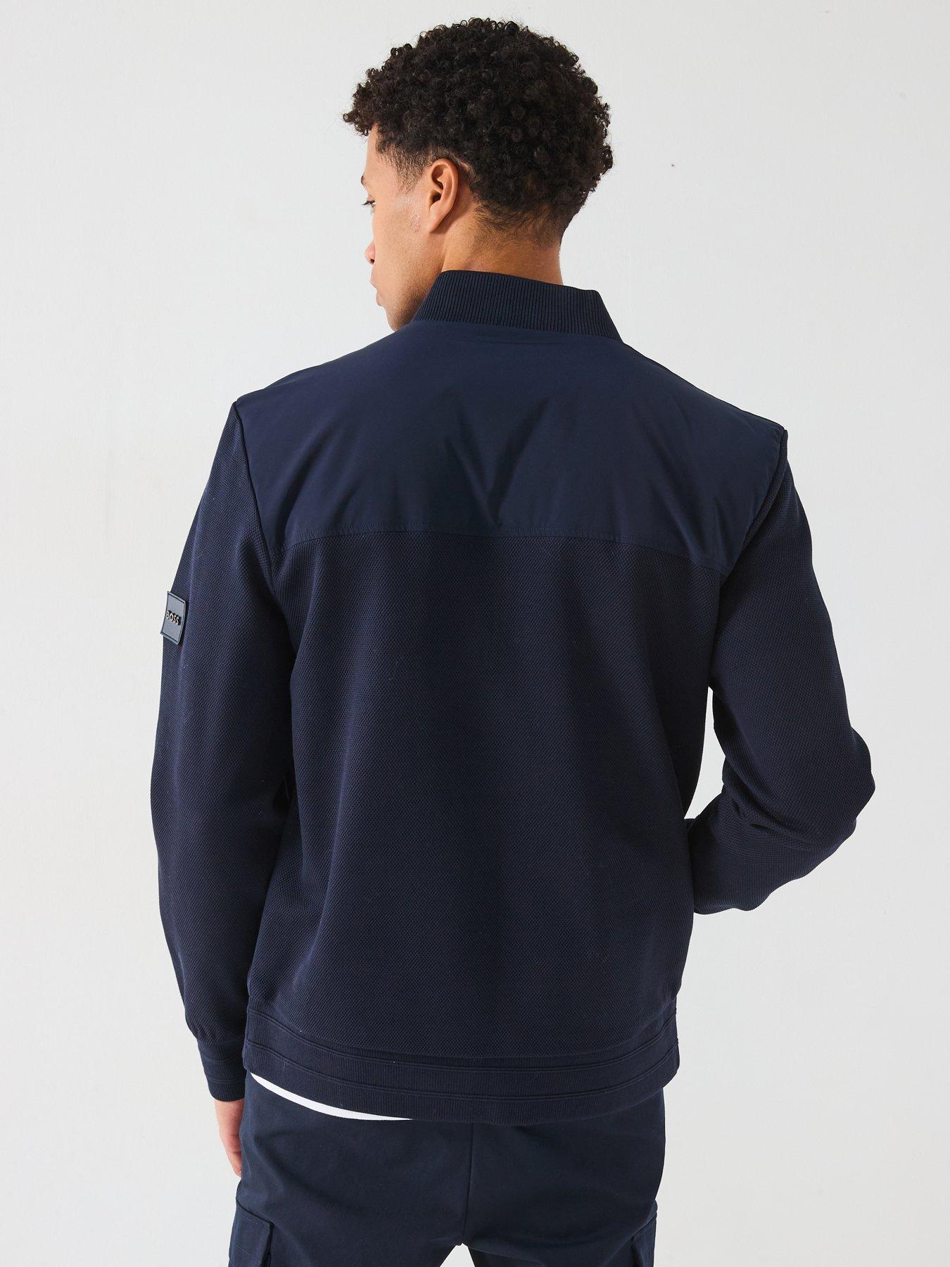 Image 2 of 5 of BOSS Skiles 43 Sleeve Nylon Front Zip Bomber Jacket - Navy