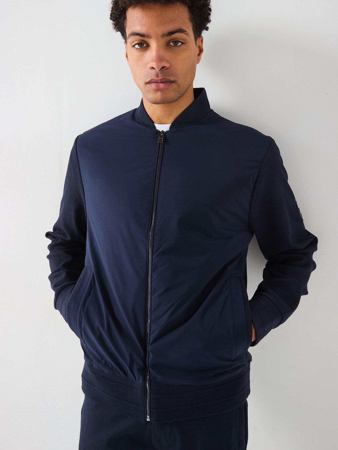 Image 5 of 5 of BOSS Skiles 43 Sleeve Nylon Front Zip Bomber Jacket - Navy