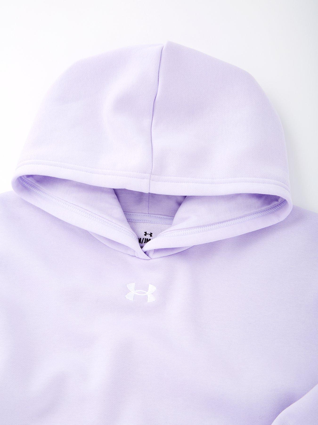 Image 3 of 4 of UNDER ARMOUR Girls Training Rival Fleece Crop Hoodie - Purple