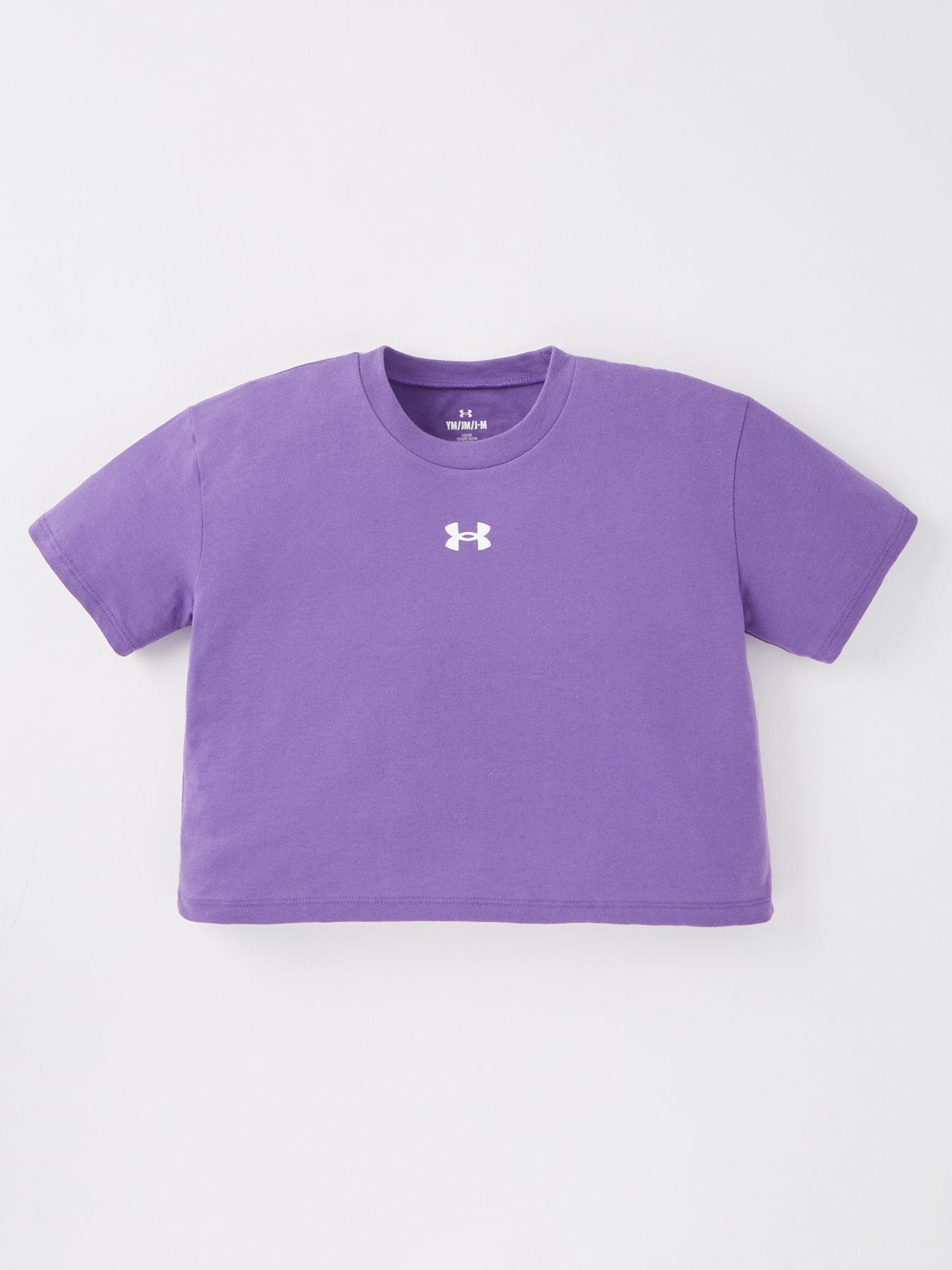 undefined Girls Training Crop Sportstyle Logo T-Shirt - Purple