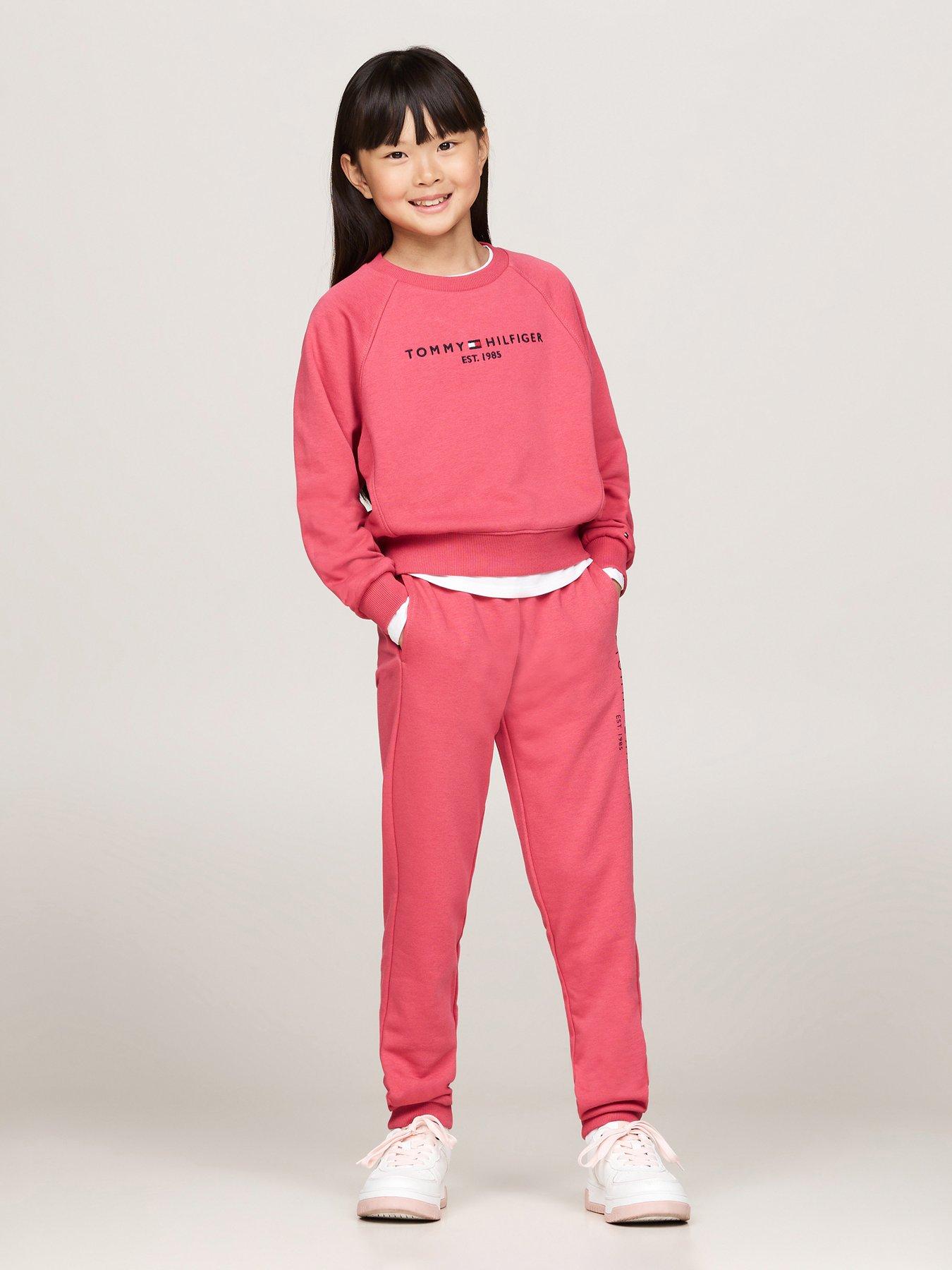 Image 2 of 4 of Tommy Hilfiger Girls Essential Crewneck Sweatpant Set - Pink