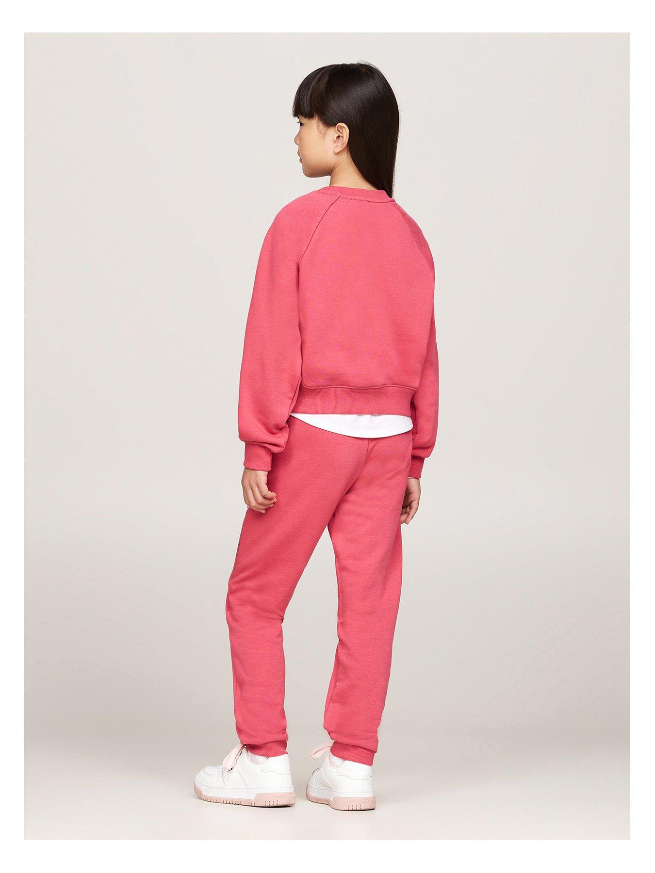 Image 3 of 4 of Tommy Hilfiger Girls Essential Crewneck Sweatpant Set - Pink