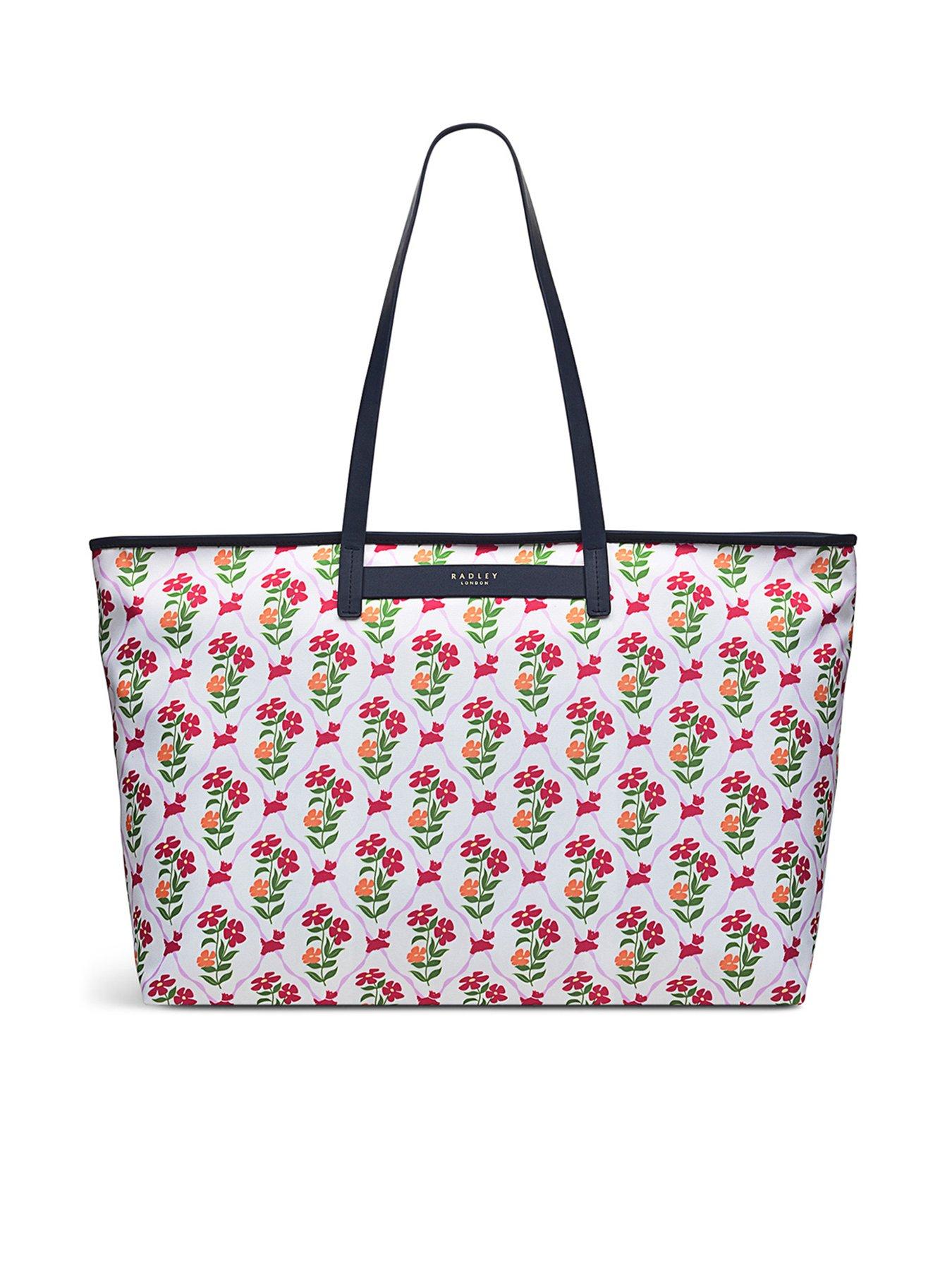 undefined Finsbury Park Carousel Floral Large Ziptop Shoulder Bag - White