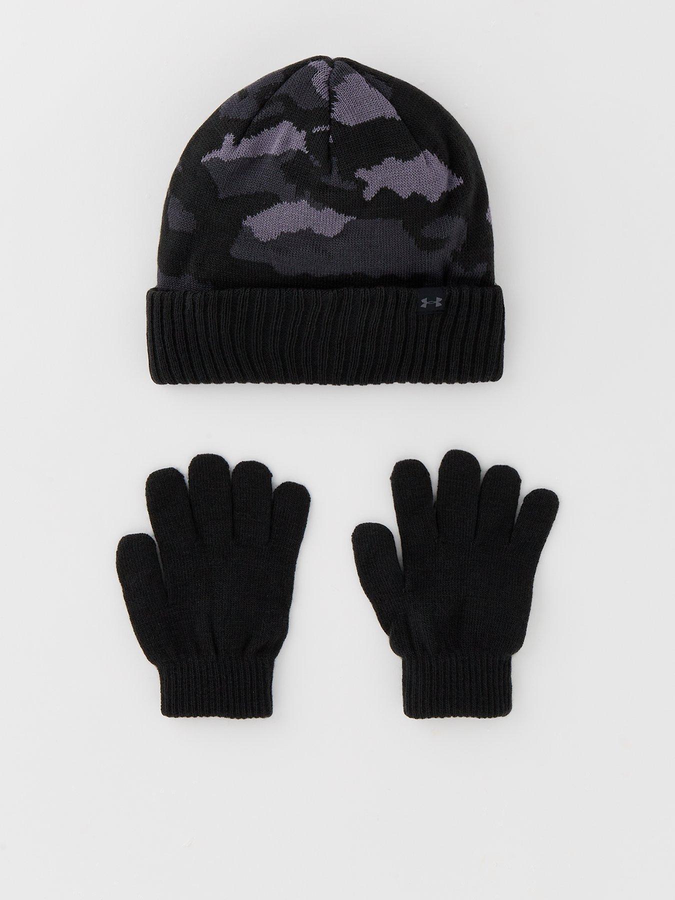  image of under-armour-boys-training-beanie-and-glove-combo-set-black