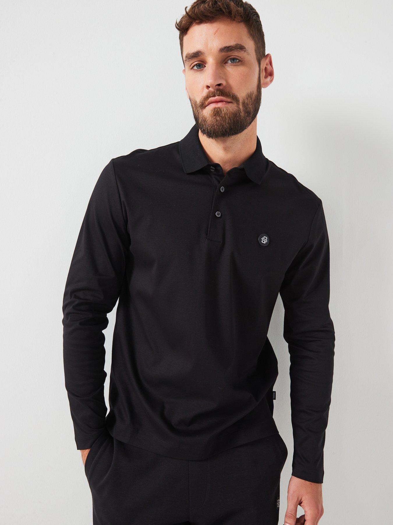 undefined C-Paley 01 Regular Fit Long Sleeve Polo Shirt - Black