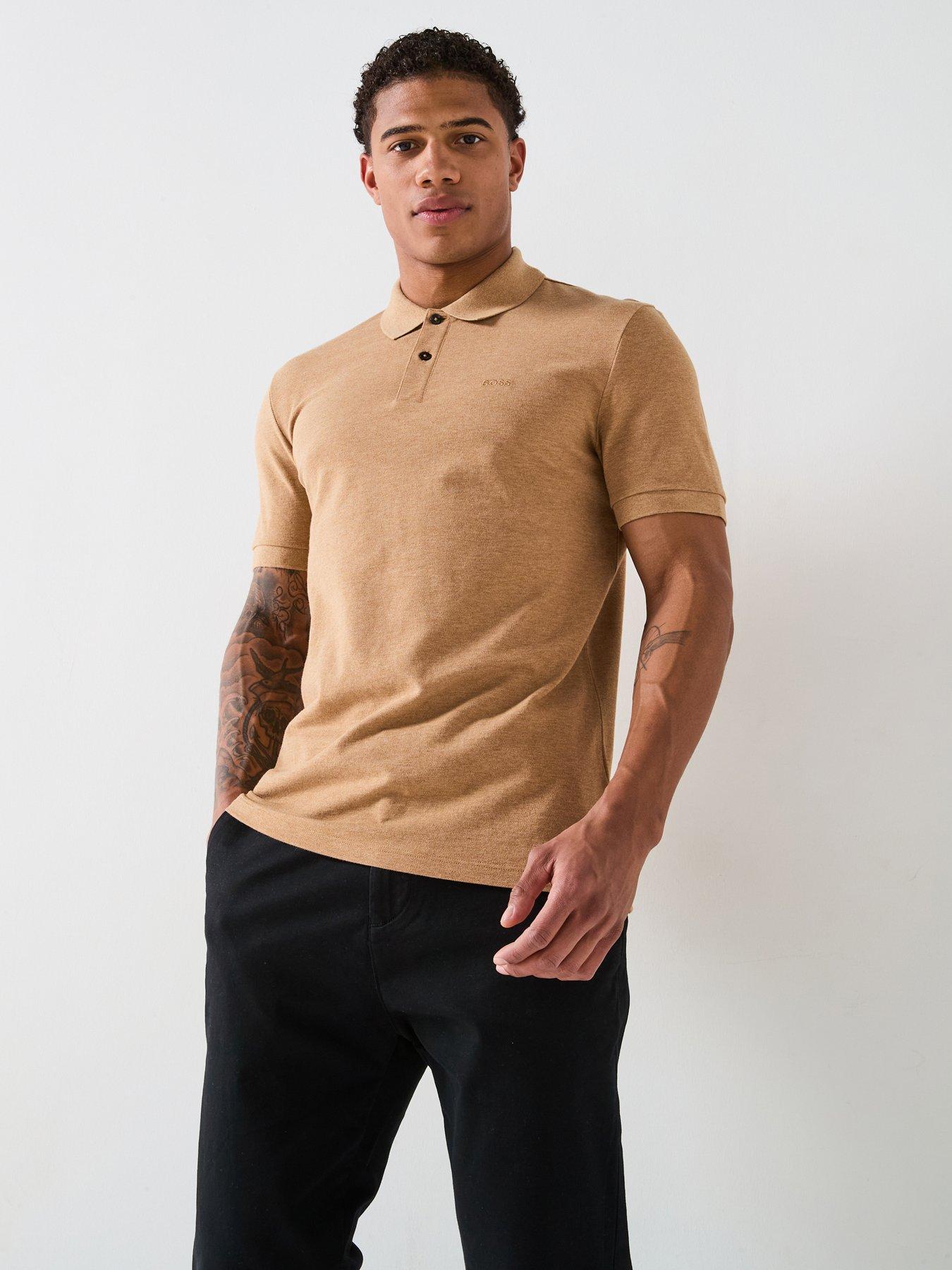  image of boss-pallas-cotton-pique-polo-shirt-beige