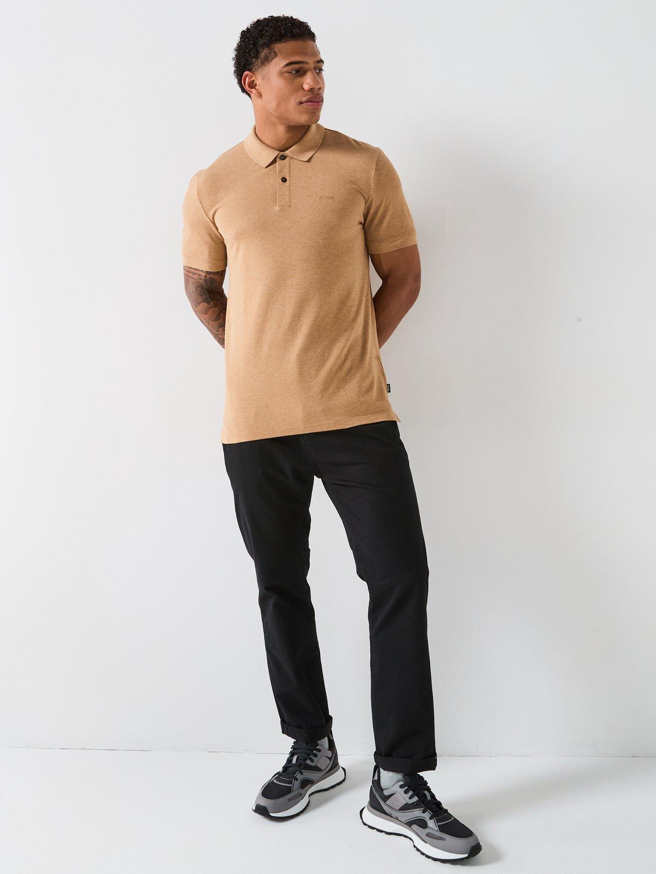  image of boss-pallas-cotton-pique-polo-shirt-beige