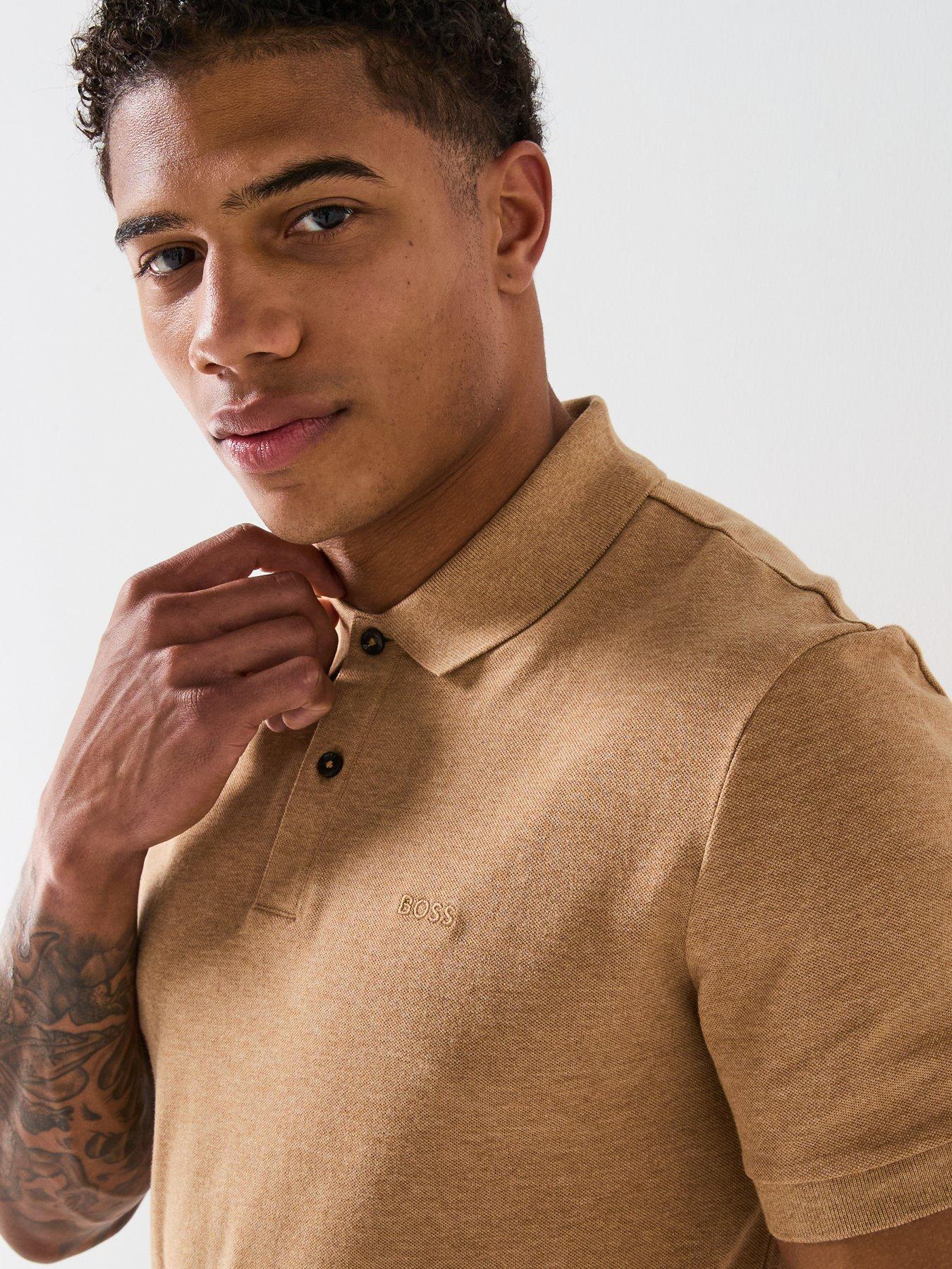  image of boss-pallas-cotton-pique-polo-shirt-beige