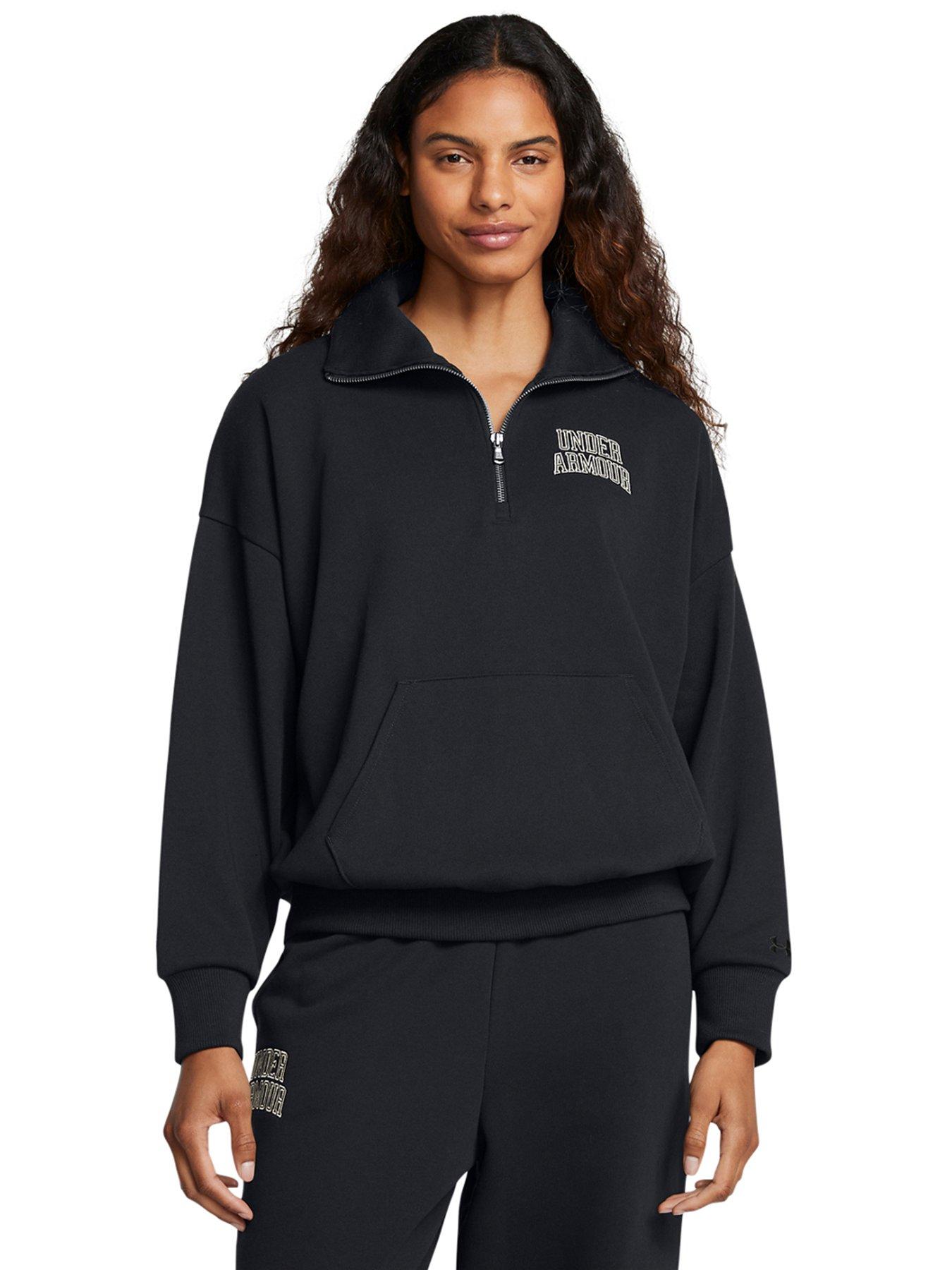 undefined Women's Training Icon Heavyweight Terry Oversized 1/4 Zip Sweatshirt- Black