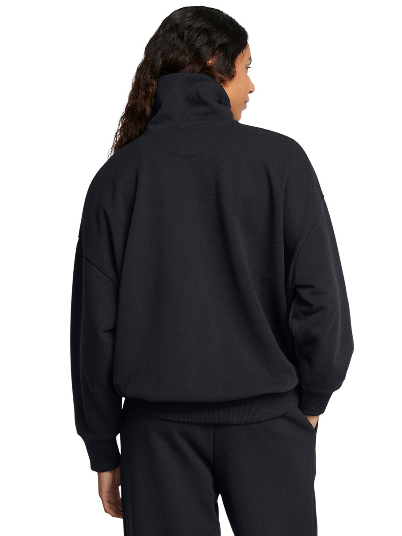  image of under-armour-womens-training-icon-heavyweight-terry-oversized-14-zip-sweatshirt--black