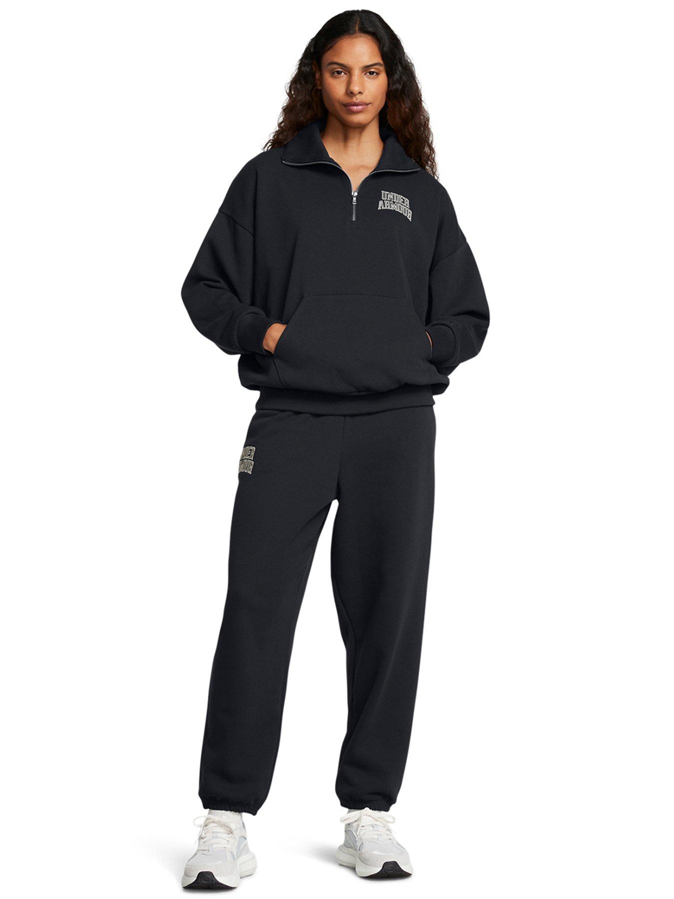  image of under-armour-womens-training-icon-heavyweight-terry-oversized-14-zip-sweatshirt--black