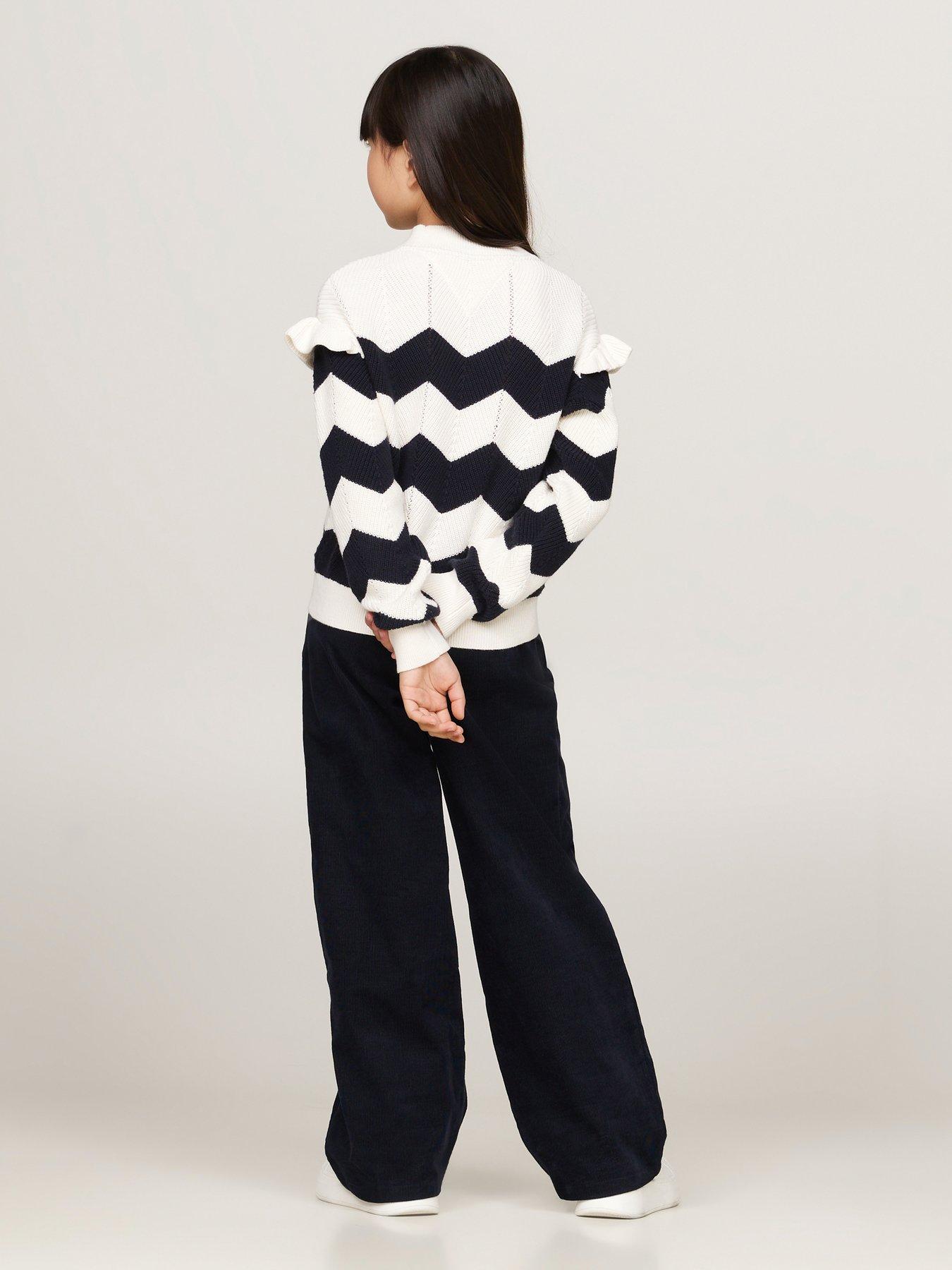 Image 2 of 5 of Tommy Hilfiger Girls Wavy Stripe Sweater - White