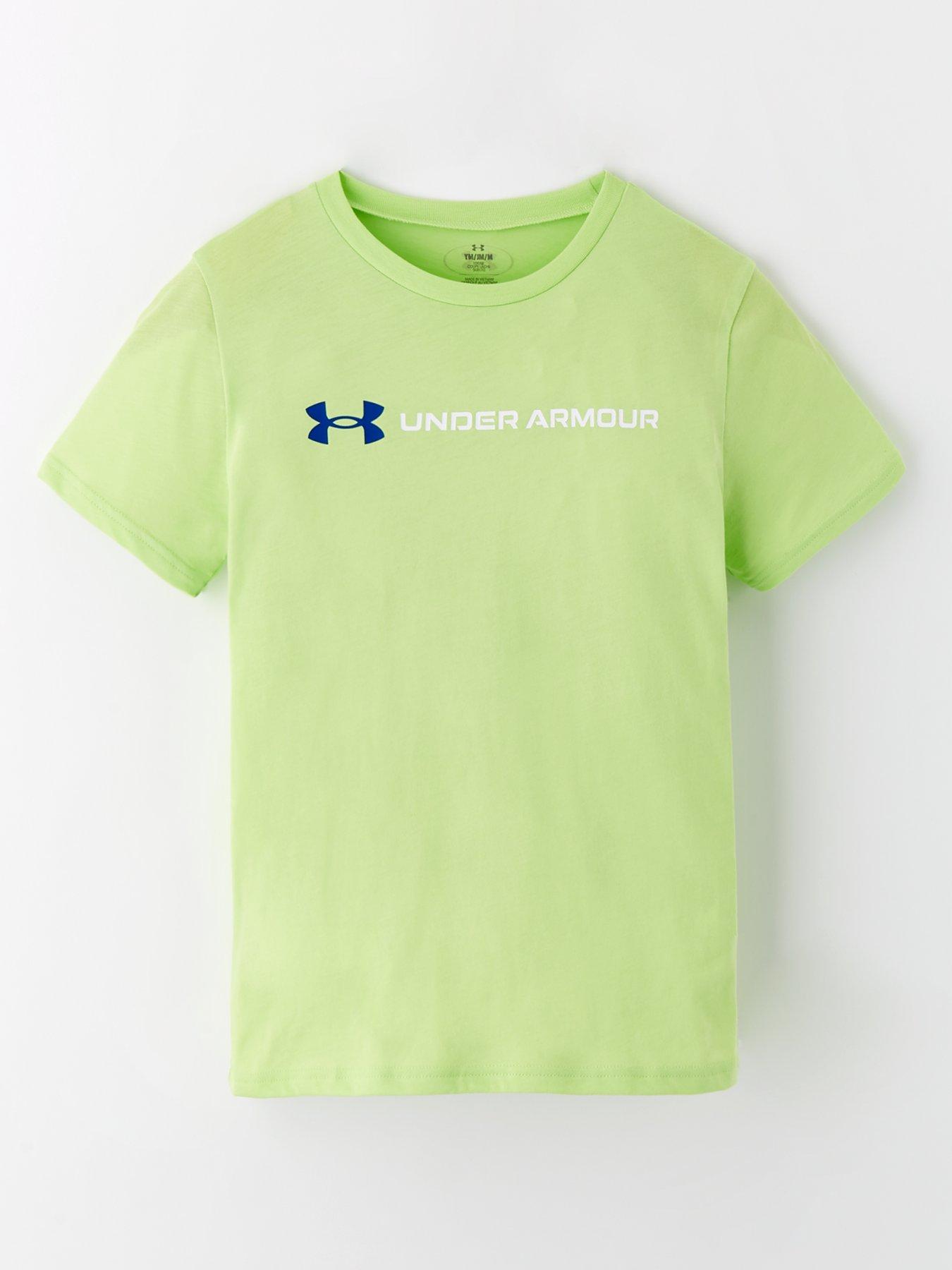 Image 1 of 4 of UNDER ARMOUR Boys Training Logo Wordmark Short Sleeve T-Shirt - Green