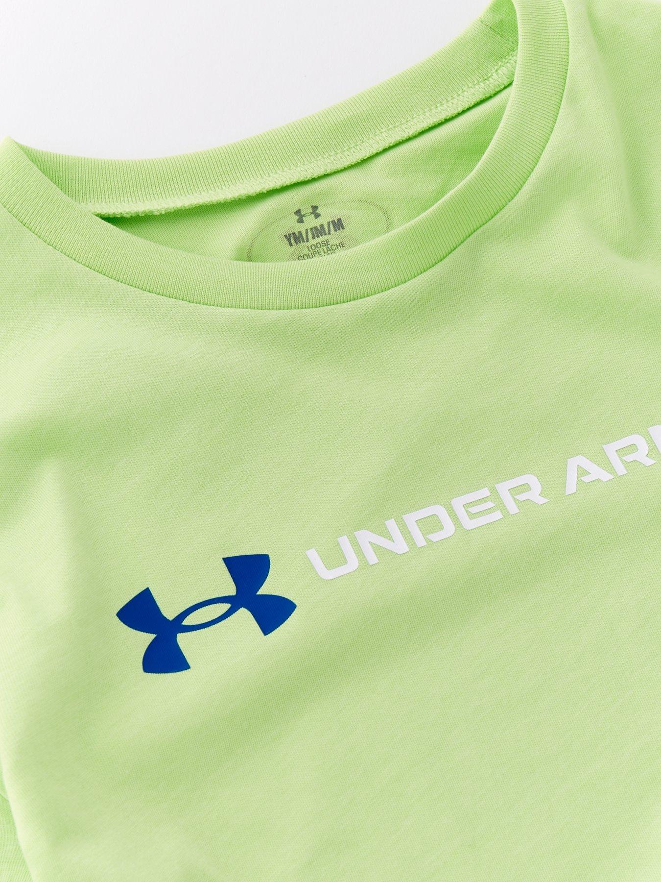 Image 3 of 4 of UNDER ARMOUR Boys Training Logo Wordmark Short Sleeve T-Shirt - Green