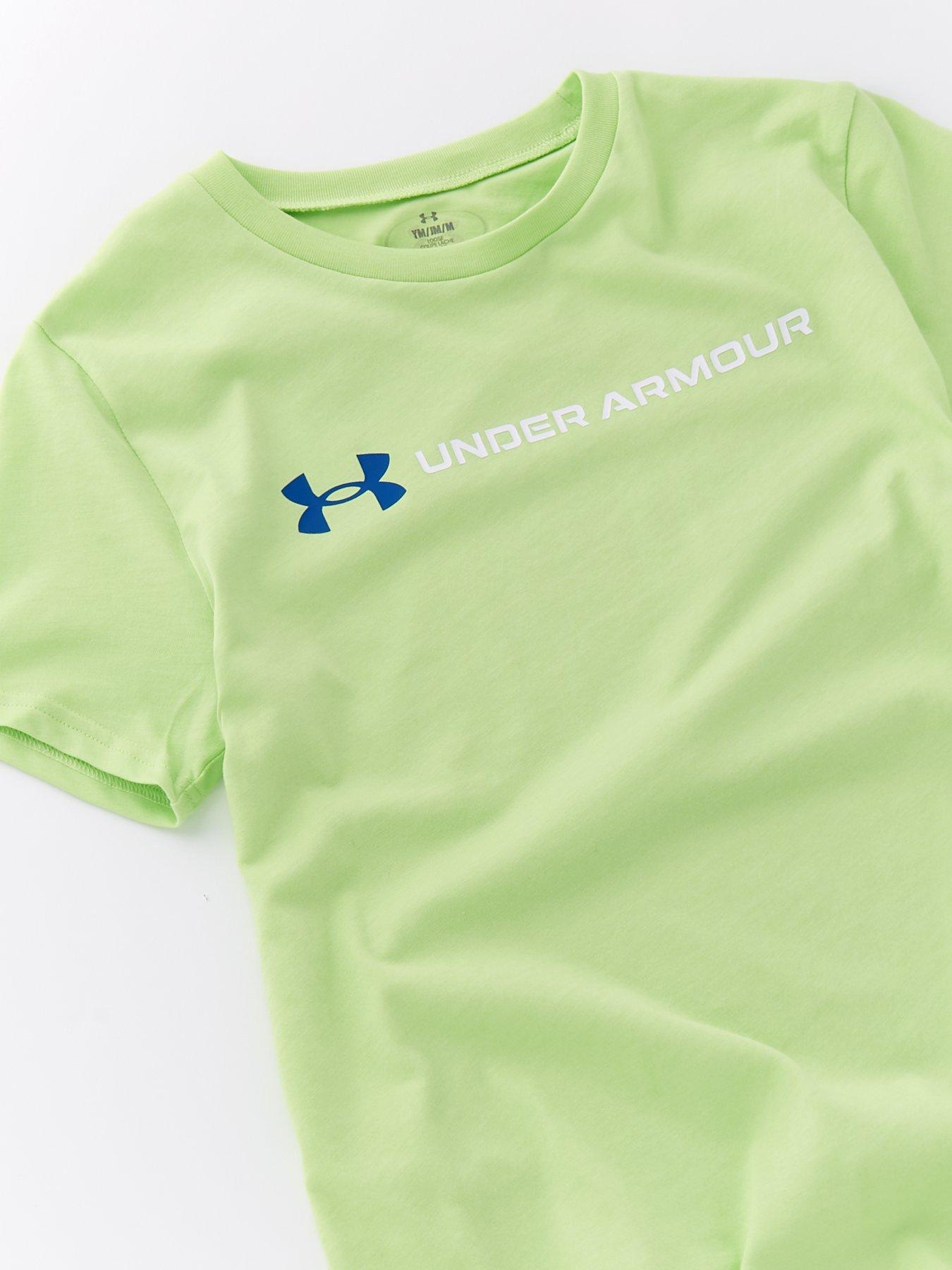 Image 4 of 4 of UNDER ARMOUR Boys Training Logo Wordmark Short Sleeve T-Shirt - Green