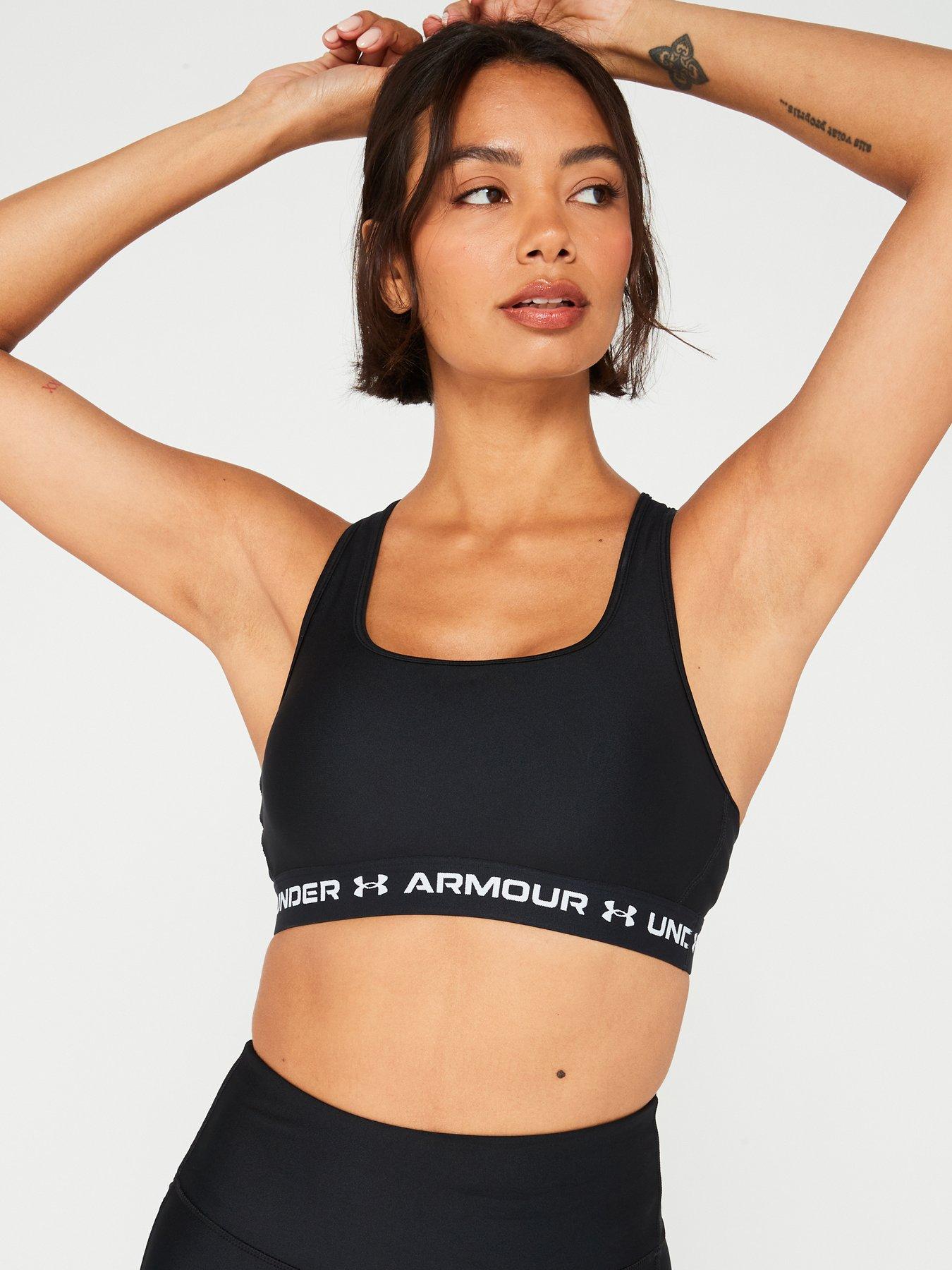 UNDER ARMOUR Womens Training Crossback Midi Support Bra - Black