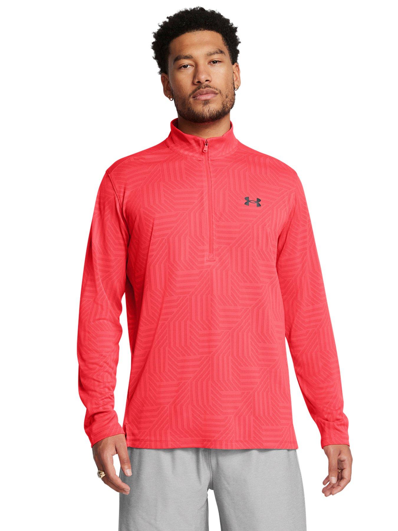 undefined Mens Training Tech Vent Geotessa 1/2 Zip - Red