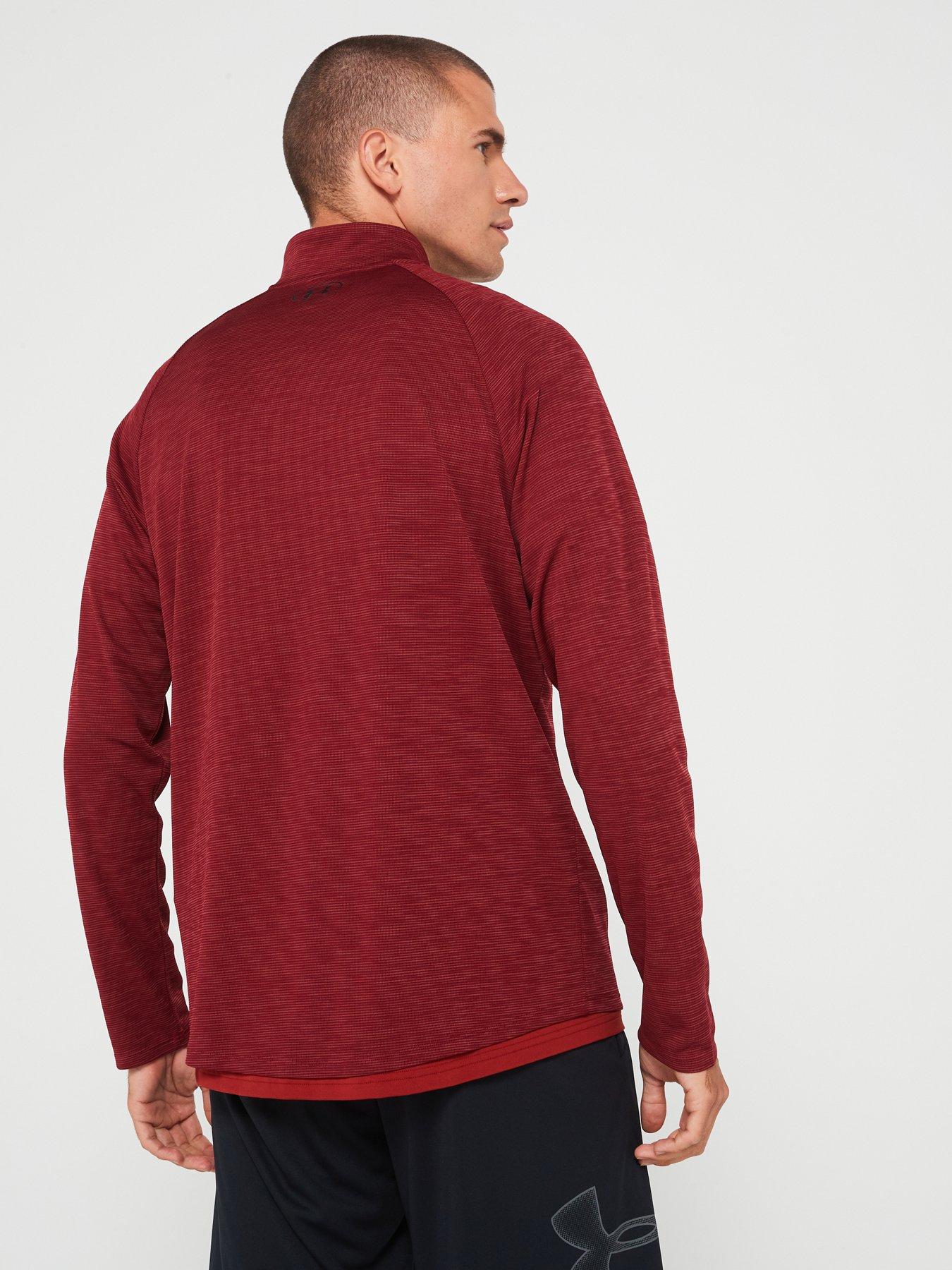  image of under-armour-mens-training-tech-textured-12-zip-top-burgundy