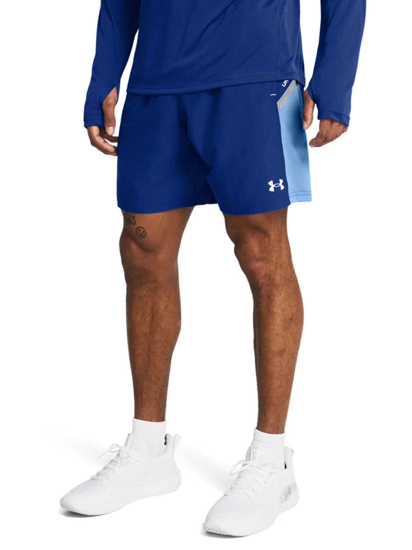 front image of under-armour-mens-training-tech-utility-shorts-blue