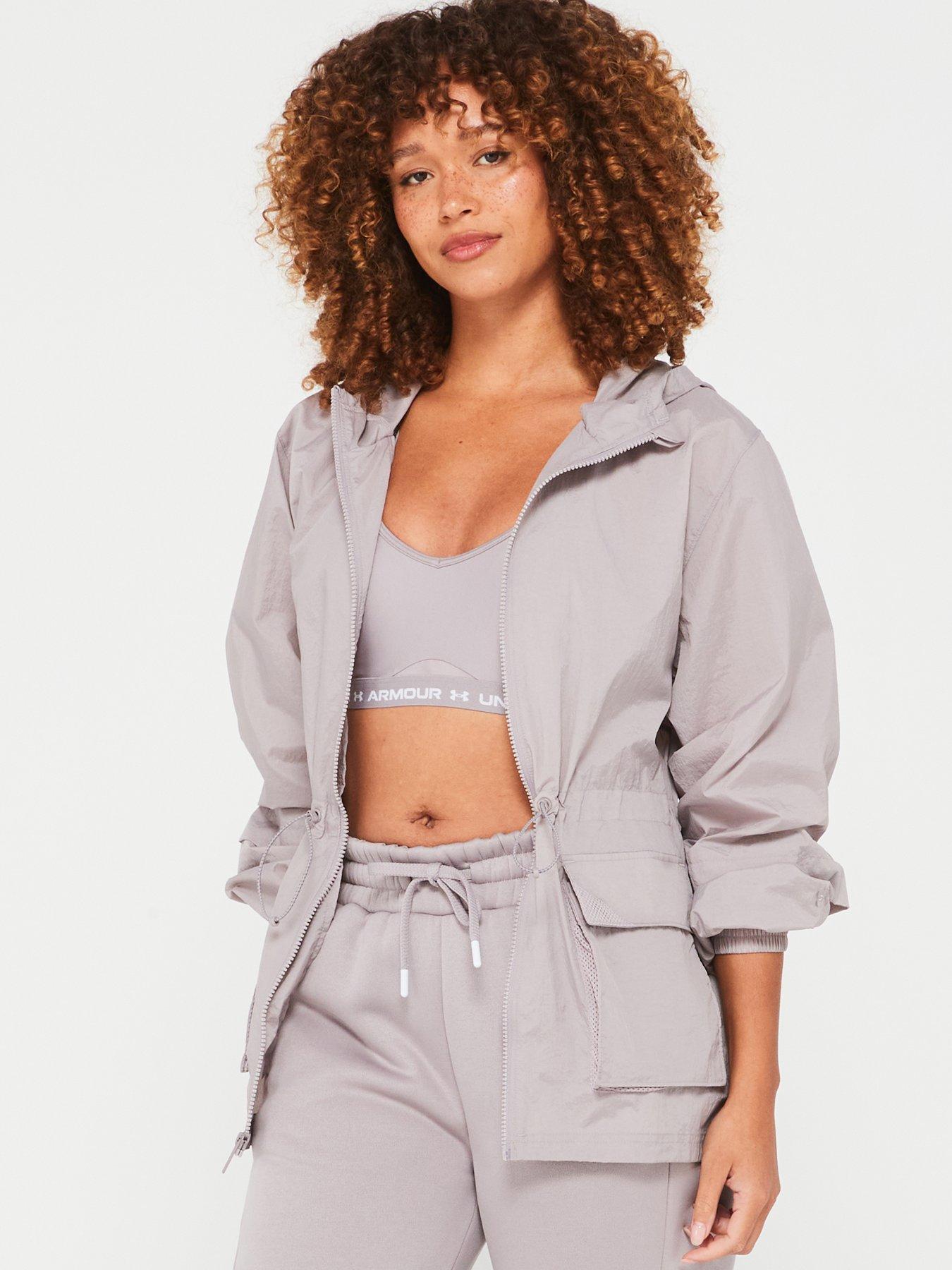 undefined Womens Training Crinkle Woven Jacket - Grey