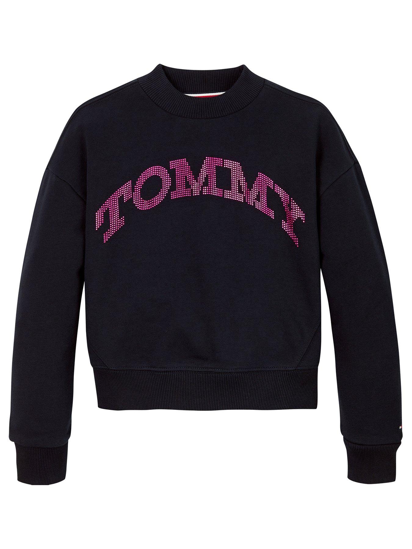 undefined Girls Tommy Dot Foil Crew Neck Sweatshirt - Navy