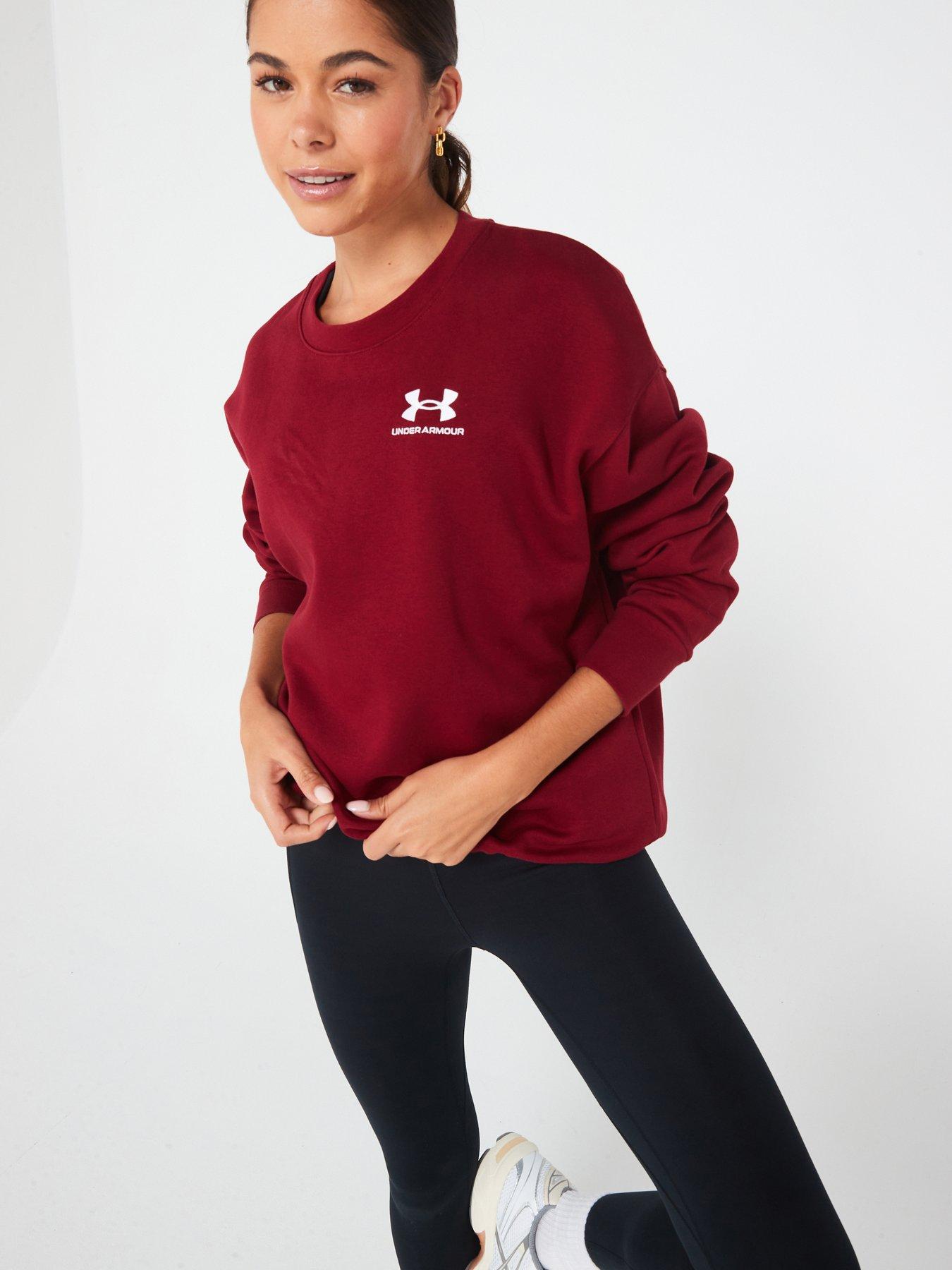 undefined Womens Lifestyle Essential Fleece Oversized Crew Sweatshirt - Dark Red