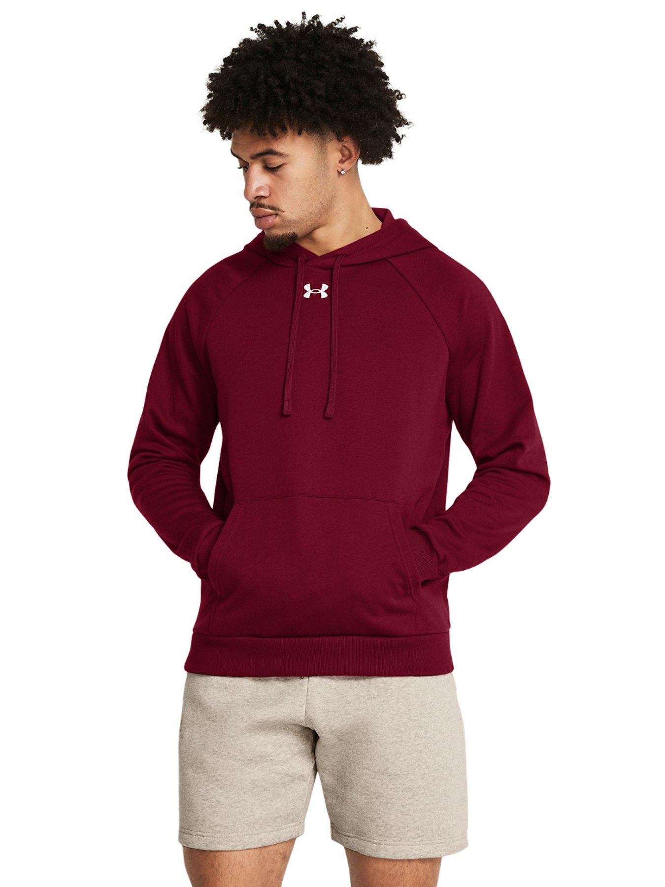 UNDER ARMOUR Mens Training Rival Fleece Hoodie Burgundy littlewoods
