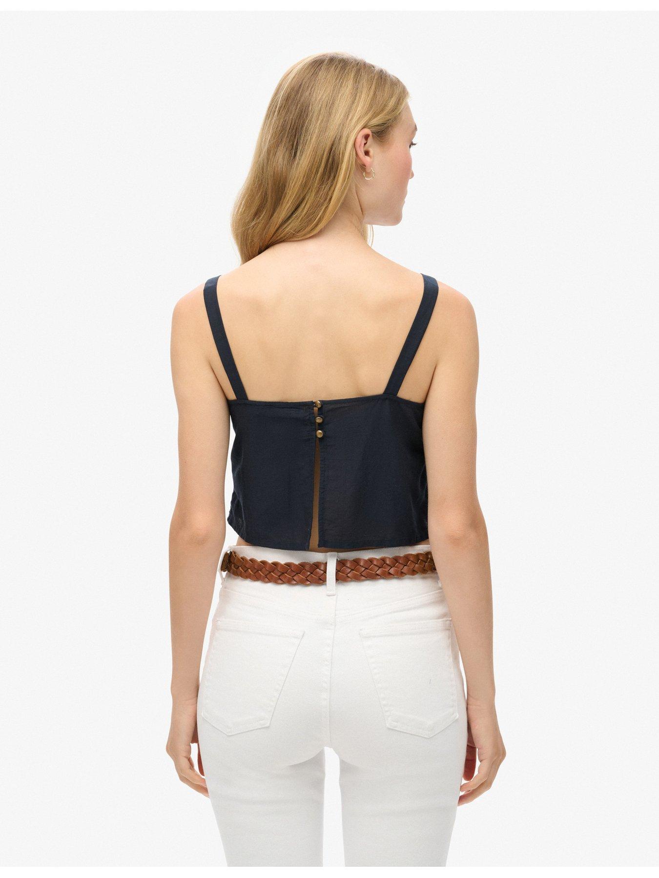  image of superdry-ibiza-embroidered-cami-top-navy