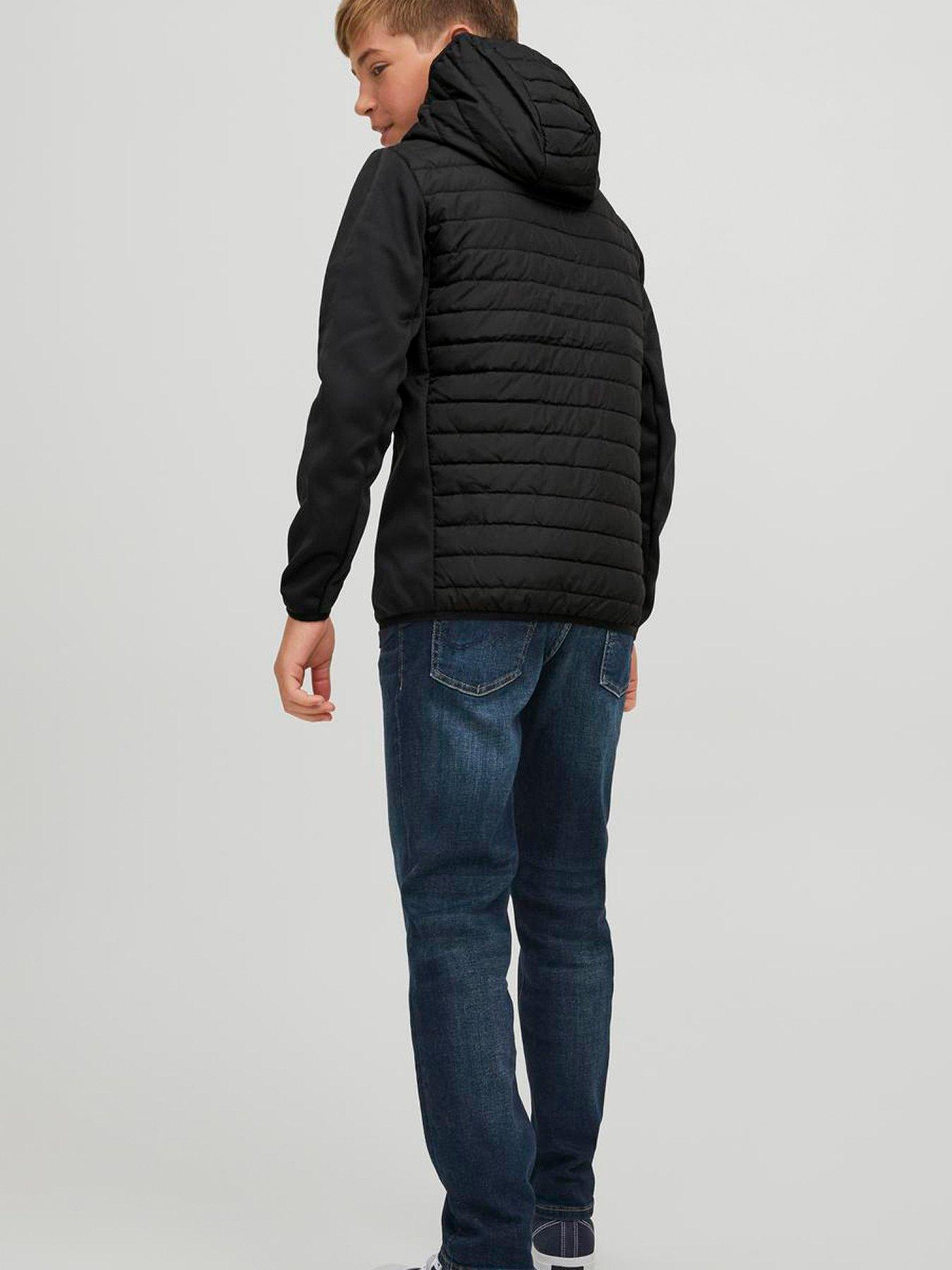  image of jack-jones-junior-boys-multi-quilted-lightweight-jacket-black
