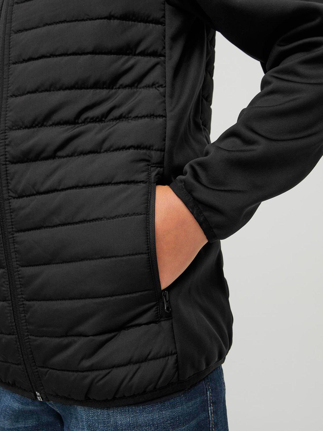  image of jack-jones-junior-boys-multi-quilted-lightweight-jacket-black