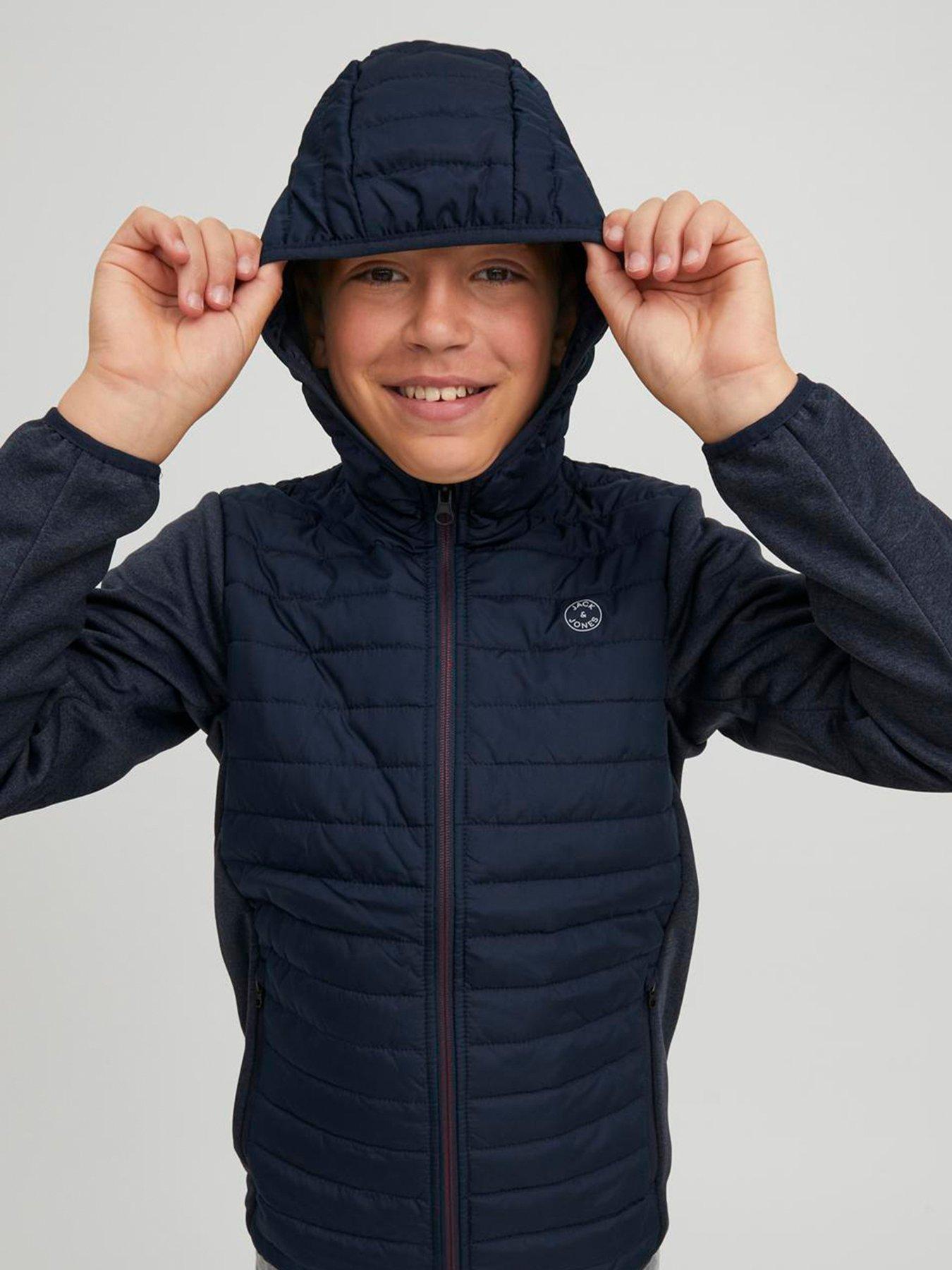  image of jack-jones-junior-boys-multi-quilted-lightweight-jacket-navy-blazer