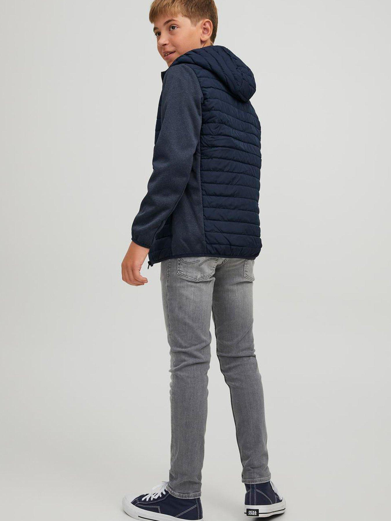  image of jack-jones-junior-boys-multi-quilted-lightweight-jacket-navy-blazer