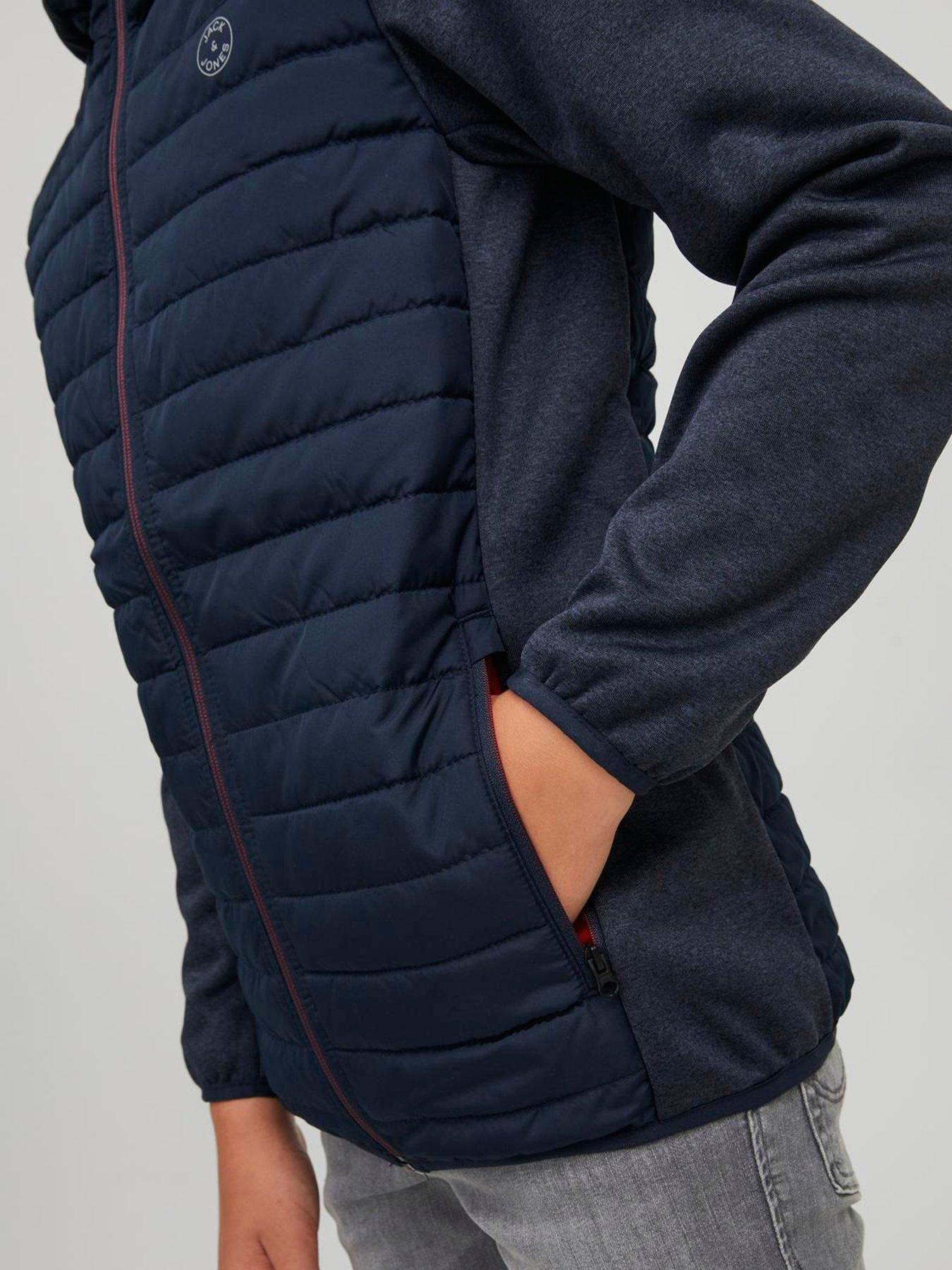  image of jack-jones-junior-boys-multi-quilted-lightweight-jacket-navy-blazer