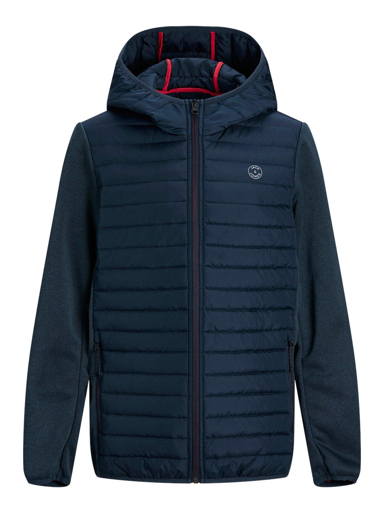  image of jack-jones-junior-boys-multi-quilted-lightweight-jacket-navy-blazer