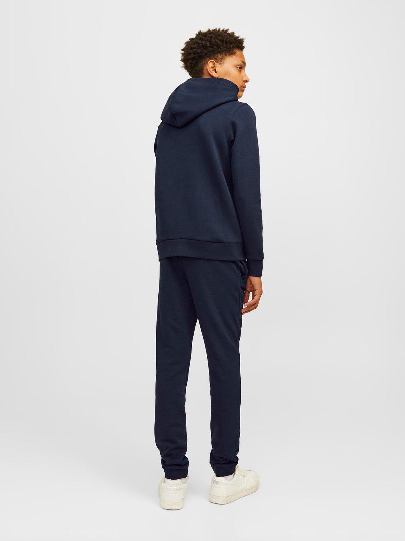 image of jack-jones-junior-boys-2-colour-logo-sweat-hoodie-navy