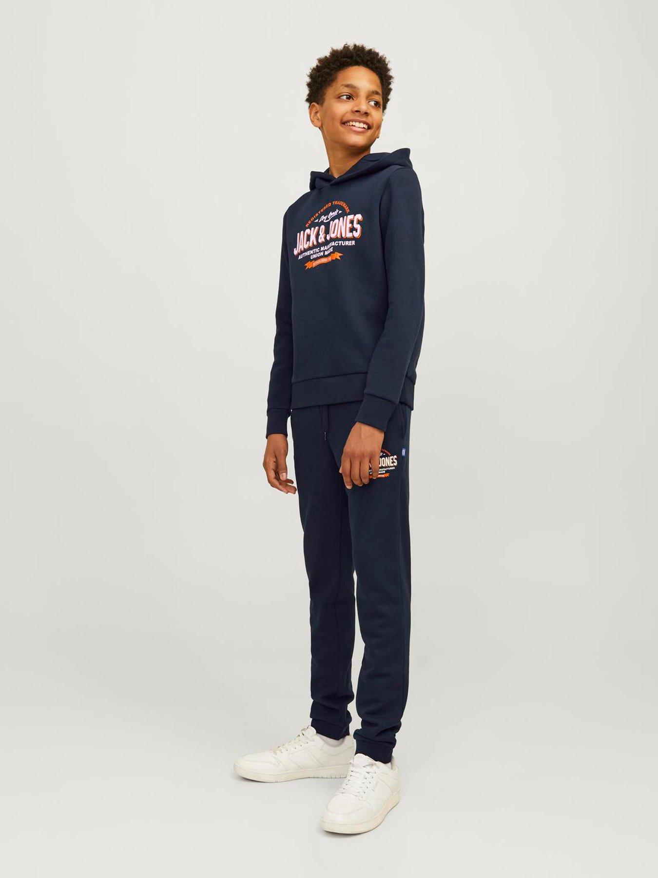  image of jack-jones-junior-boys-2-colour-logo-sweat-pants-navy-blazer