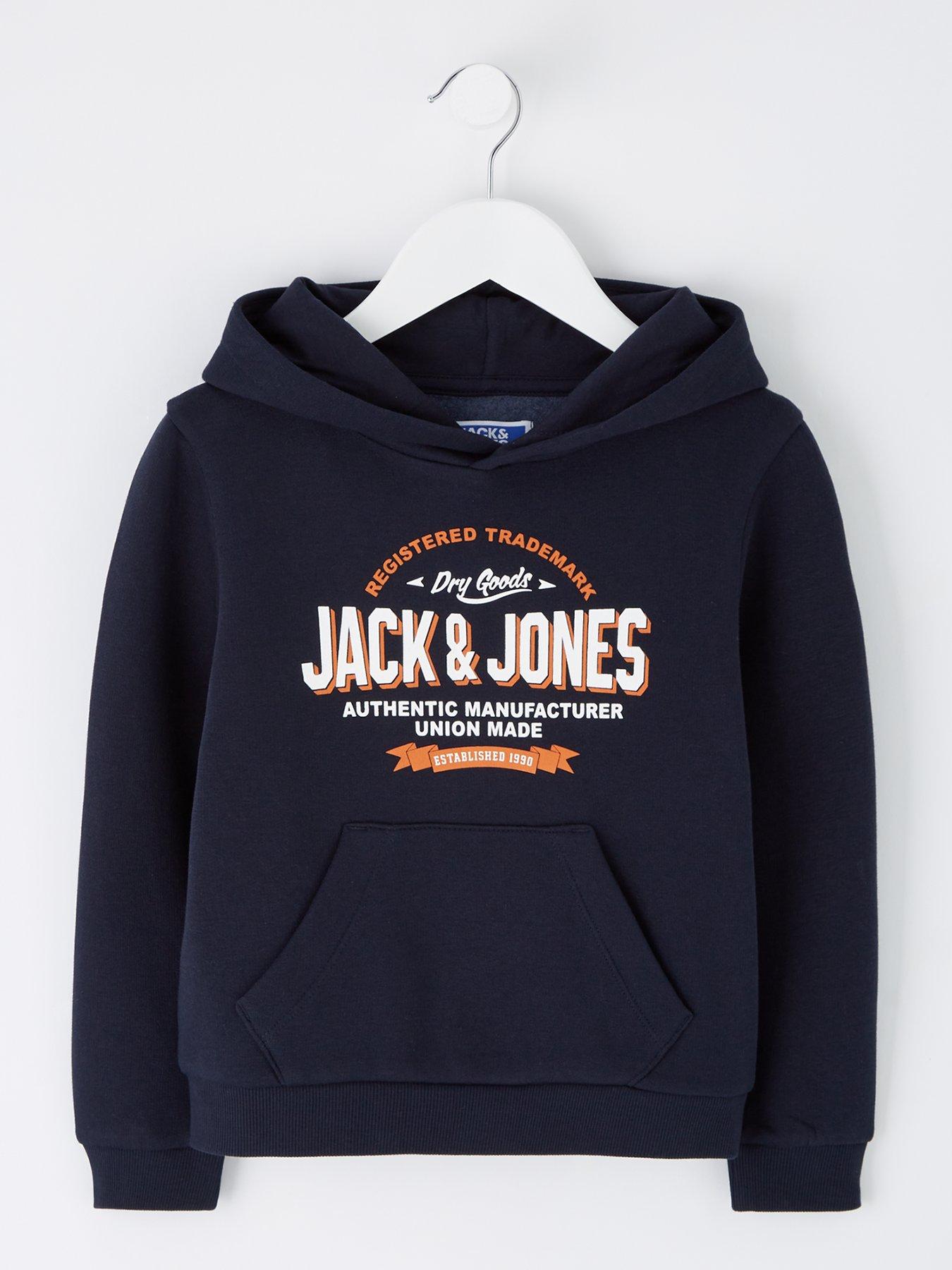 Jack & Jones Mini Younger Boys 2 Colour Logo Hoodie - Navy