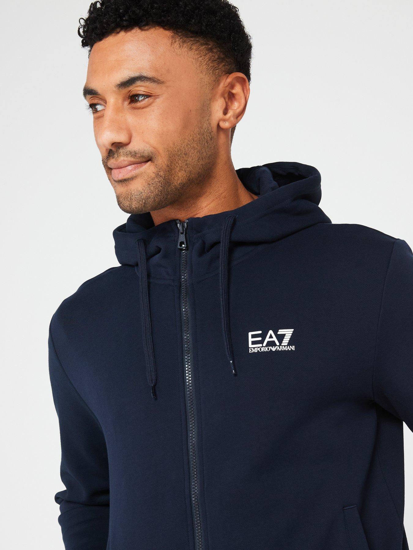  image of ea7-emporio-armani-core-id-zip-hoodie-fleece-tracksuit-dark-blue