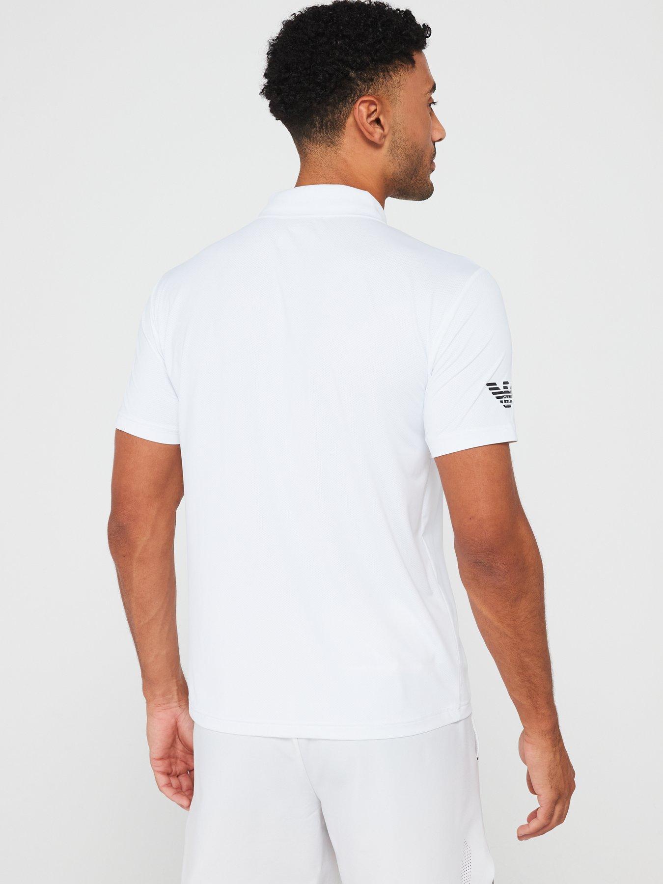  image of ea7-emporio-armani-eagle-sleeve-logo-poly-polo-shirt-white