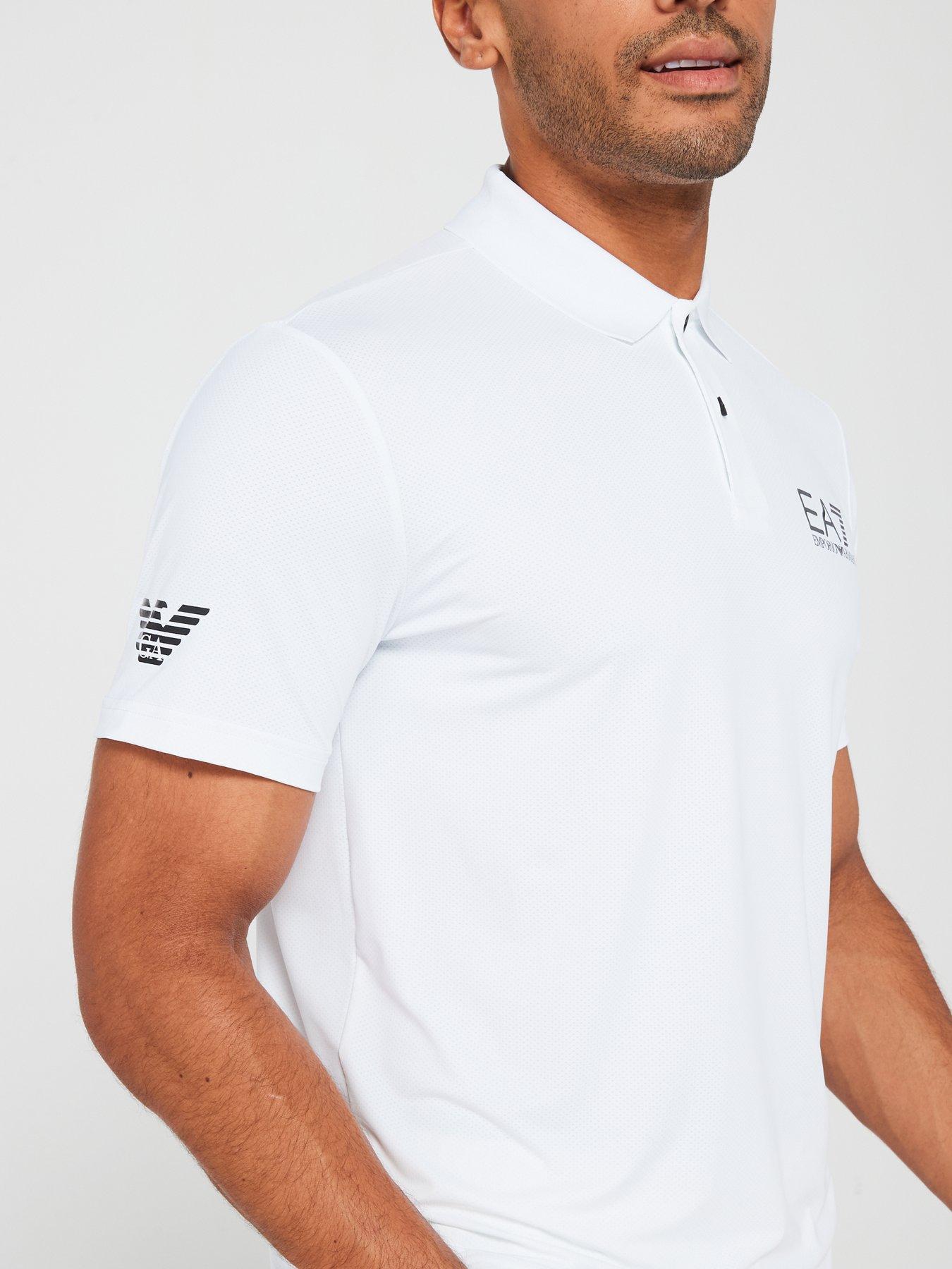  image of ea7-emporio-armani-eagle-sleeve-logo-poly-polo-shirt-white