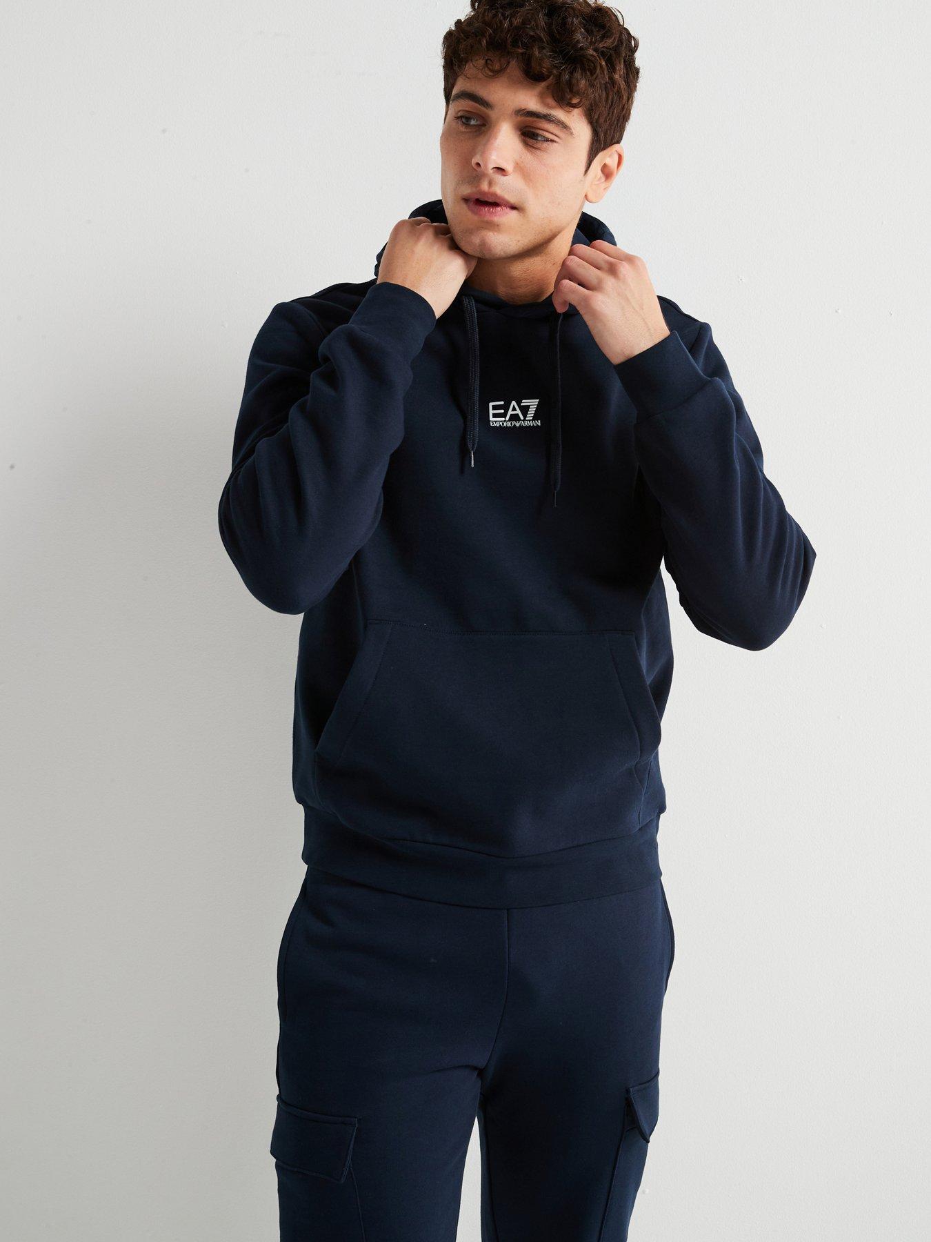 EA7 Emporio Armani Core Id Centre Logo Hoodie - Dark Blue