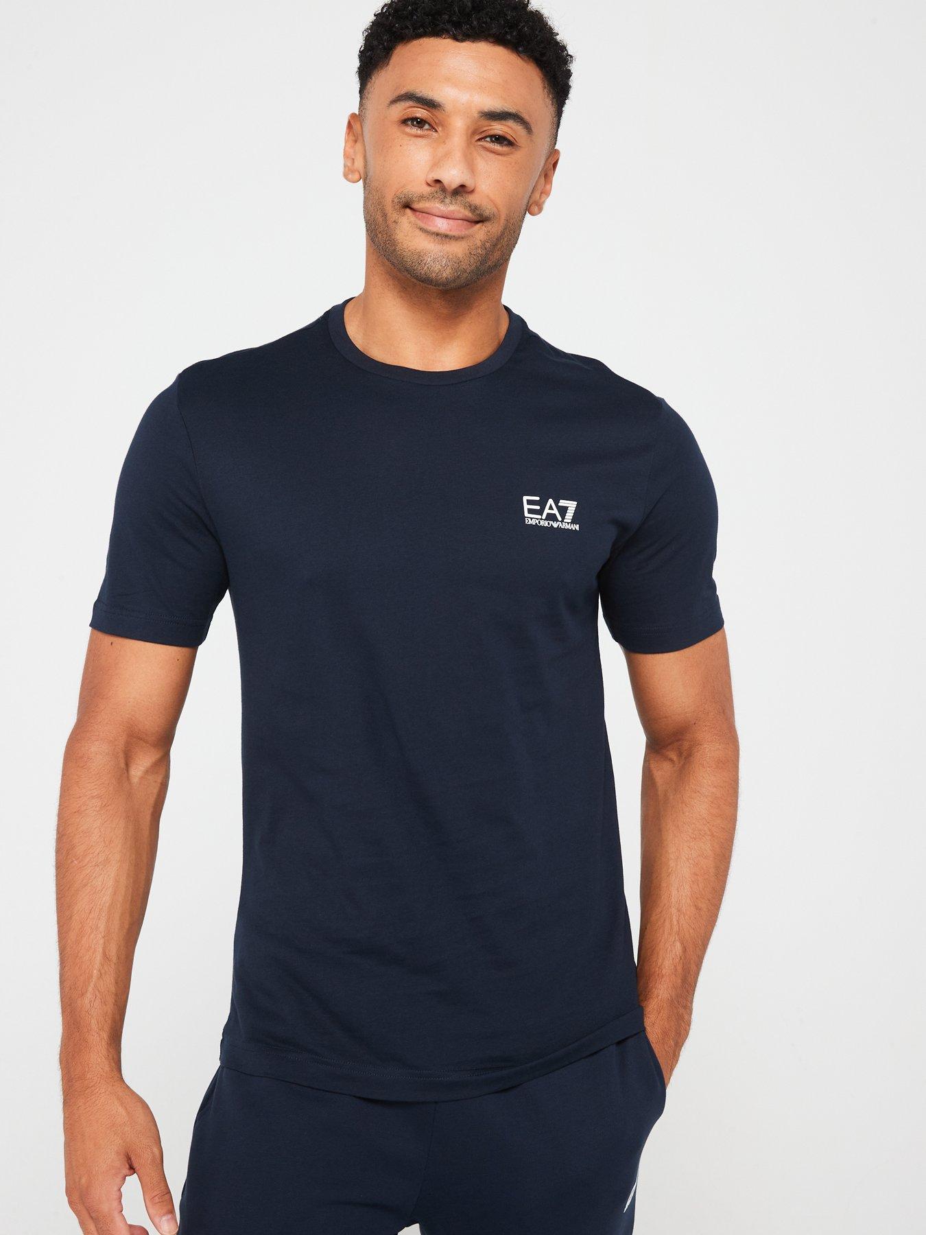  image of ea7-emporio-armani-core-id-left-chest-logo-t-shirt-dark-blue