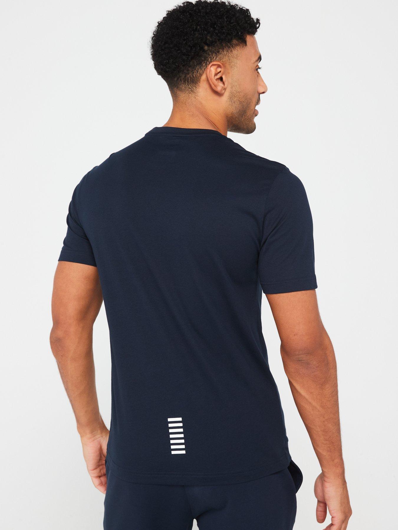  image of ea7-emporio-armani-core-id-left-chest-logo-t-shirt-dark-blue