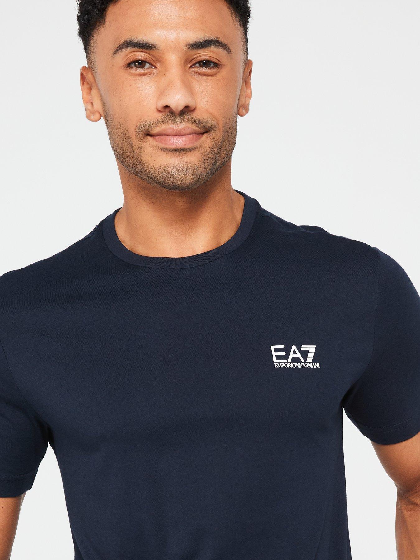  image of ea7-emporio-armani-core-id-left-chest-logo-t-shirt-dark-blue